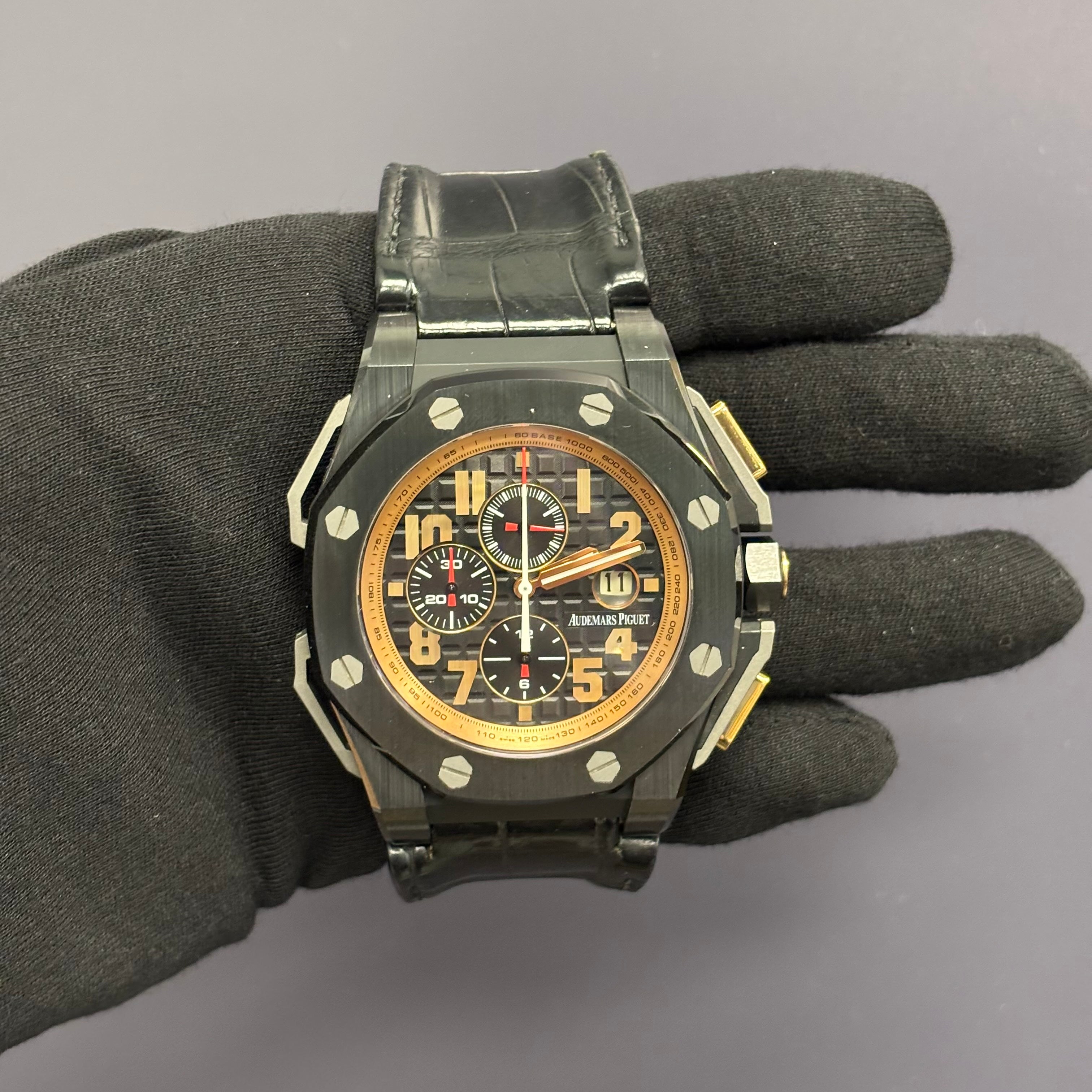 Audemars Piguet Royal Oak 48mm Black Dial Watch Ref# 26378IO.OO.A001KE.01 - Happy Jewelers Fine Jewelry Lifetime Warranty