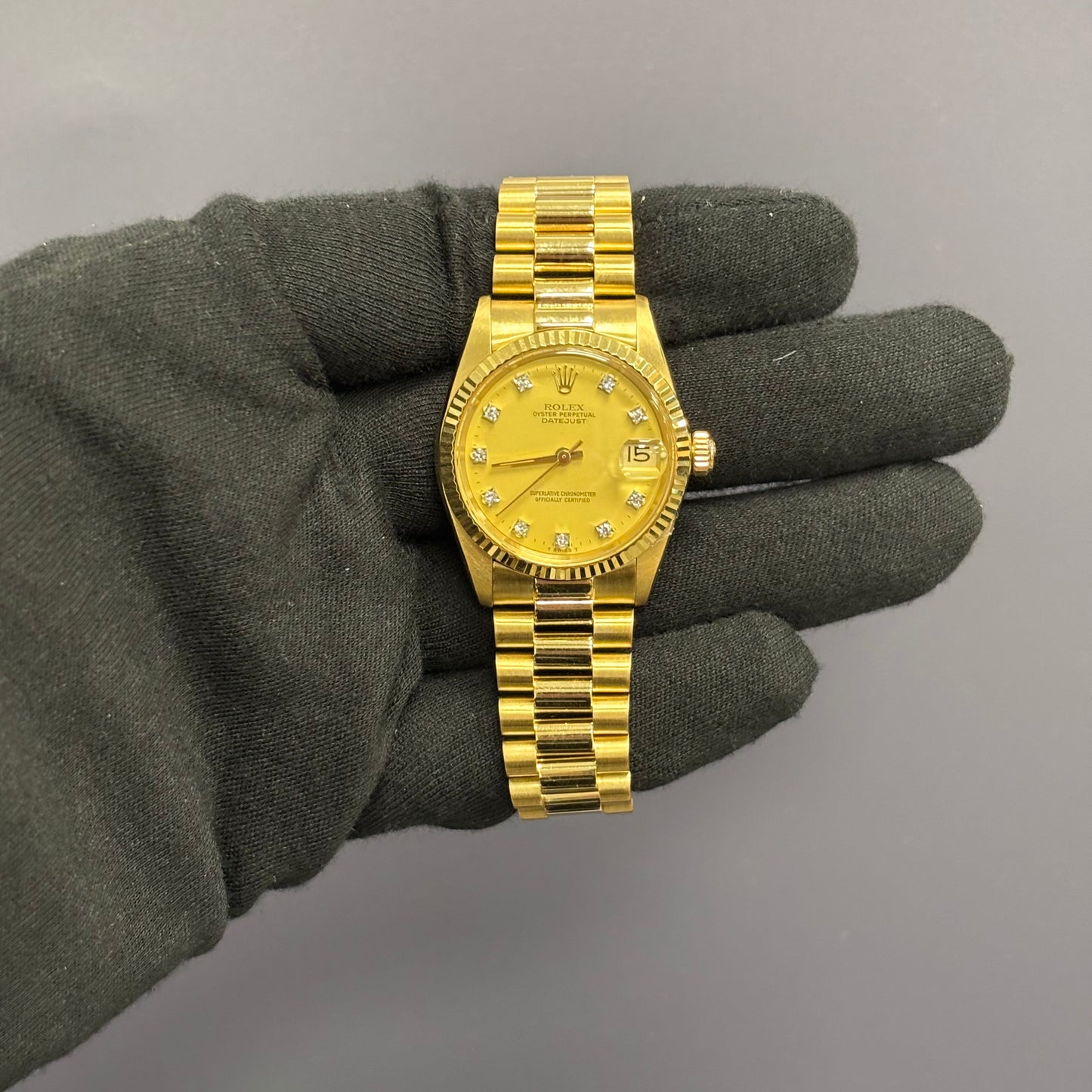 Rolex Datejust 31mm Yellow Dial Watch Ref# 6827