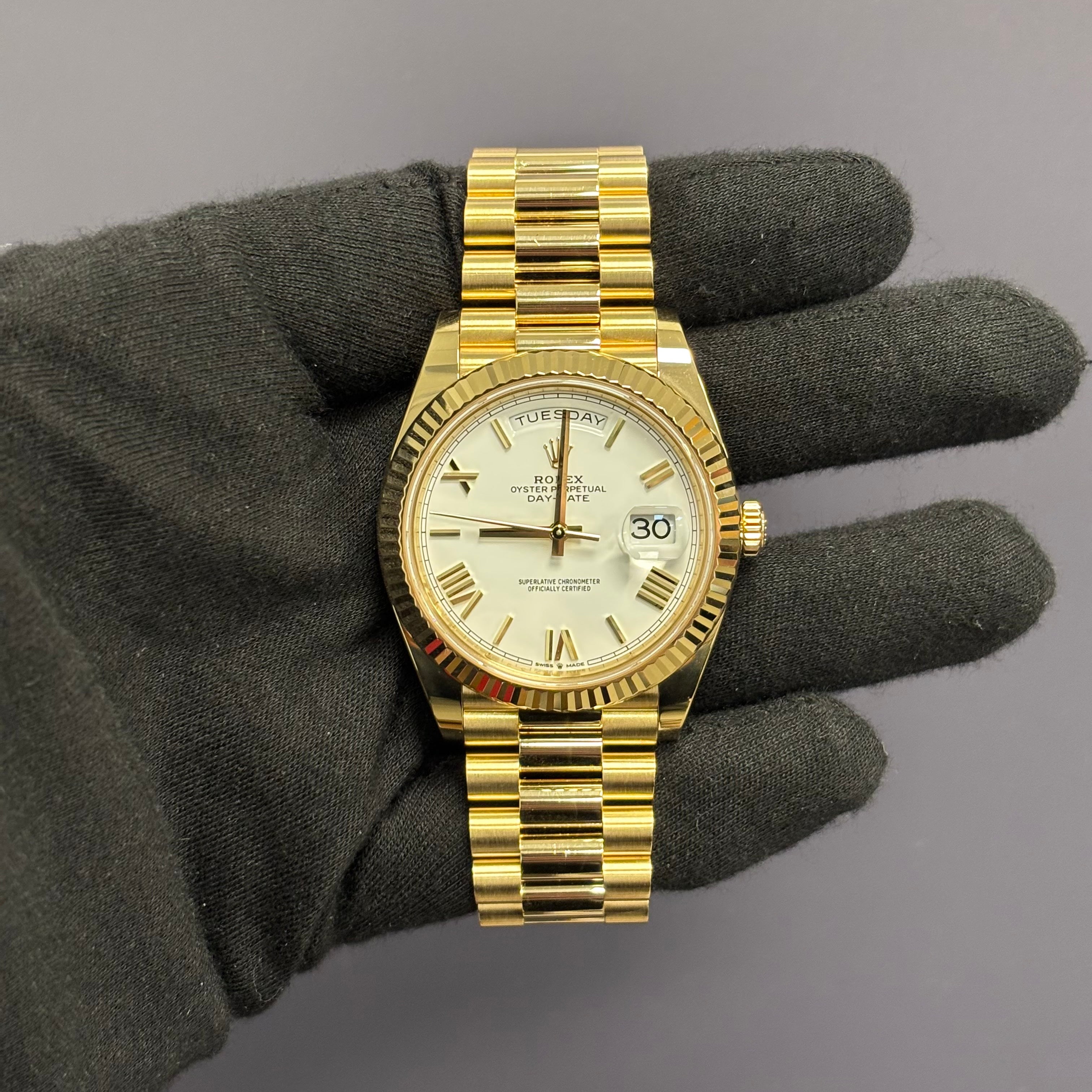 Rolex Day-Date 40mm White Dial Watch Ref# 228238 - Happy Jewelers Fine Jewelry Lifetime Warranty