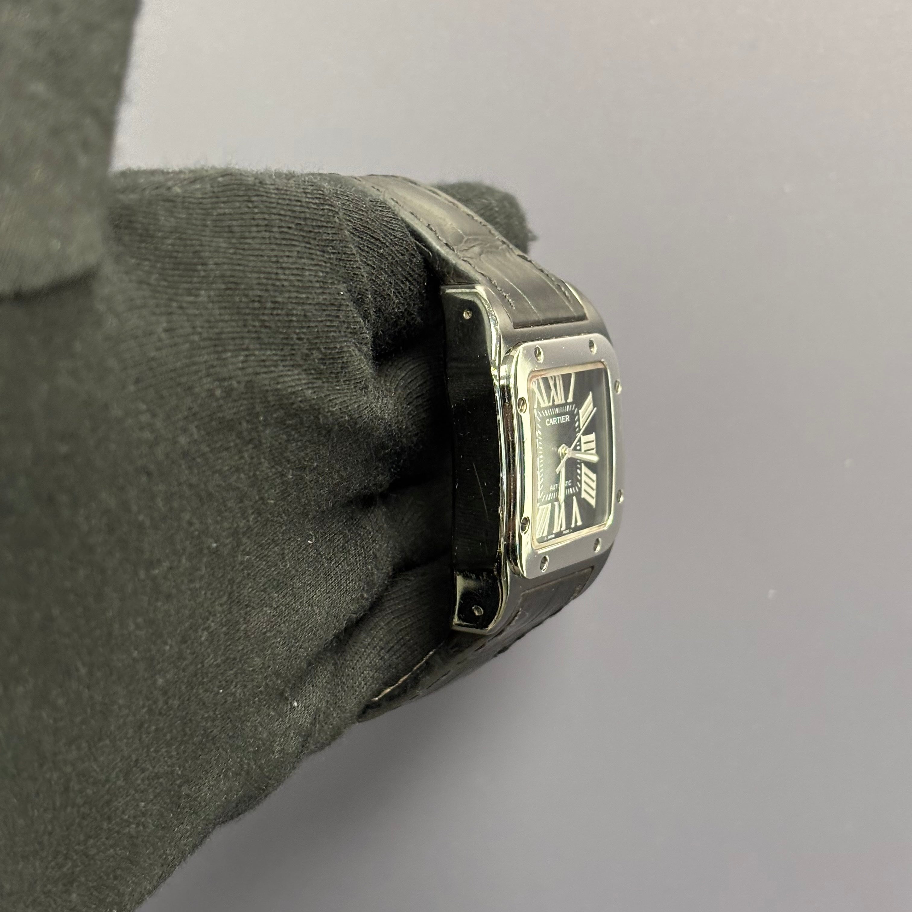 Cartier Santos 33mm Black Dial Watch Ref# W2020008 - Happy Jewelers Fine Jewelry Lifetime Warranty