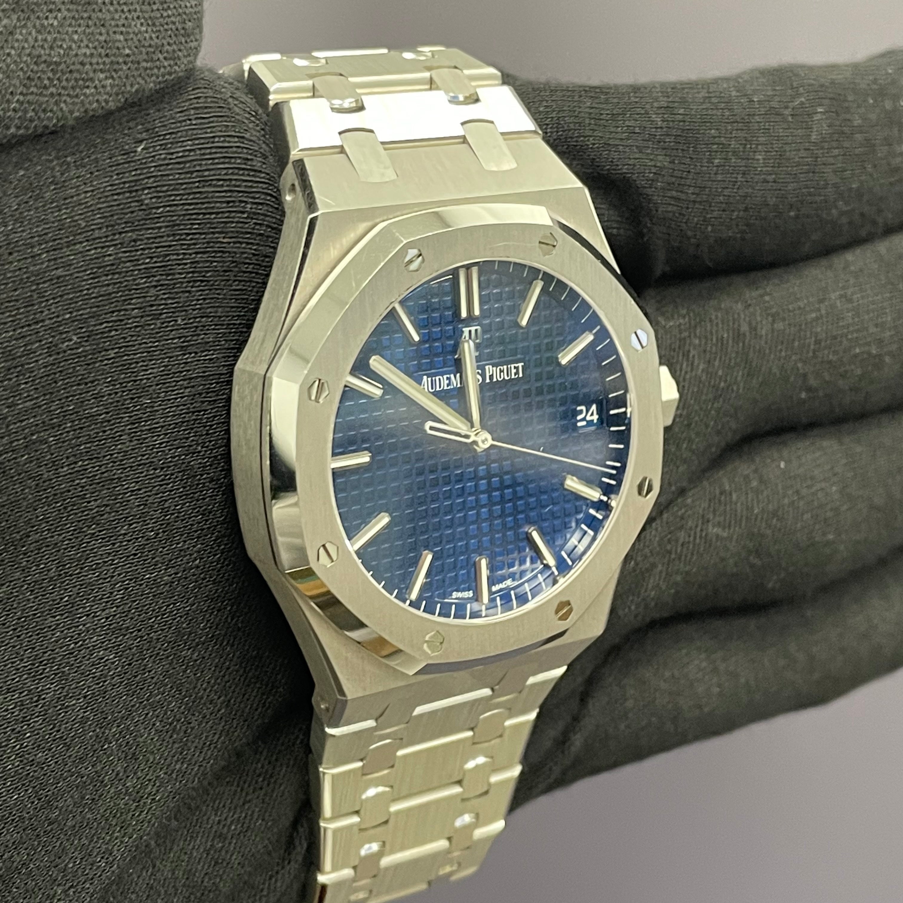 Audemars Piguet Royal Oak 41mm Blue Dial Watch Ref# 15503BC.OO.1220BC.01 - Happy Jewelers Fine Jewelry Lifetime Warranty