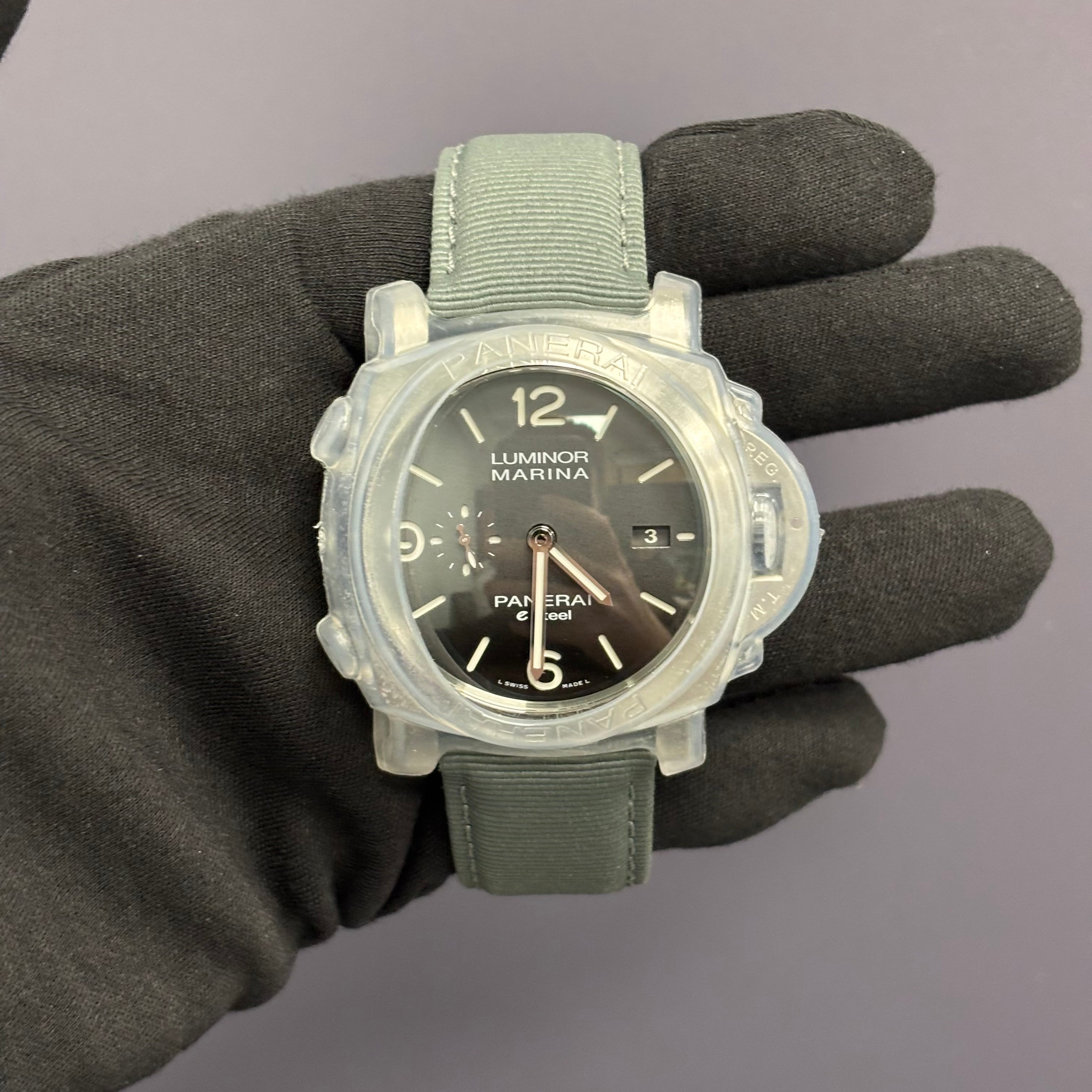 Panerai Luminor 44mm Grey/Black Dial Watch Ref# PAM01358 - Happy Jewelers Fine Jewelry Lifetime Warranty