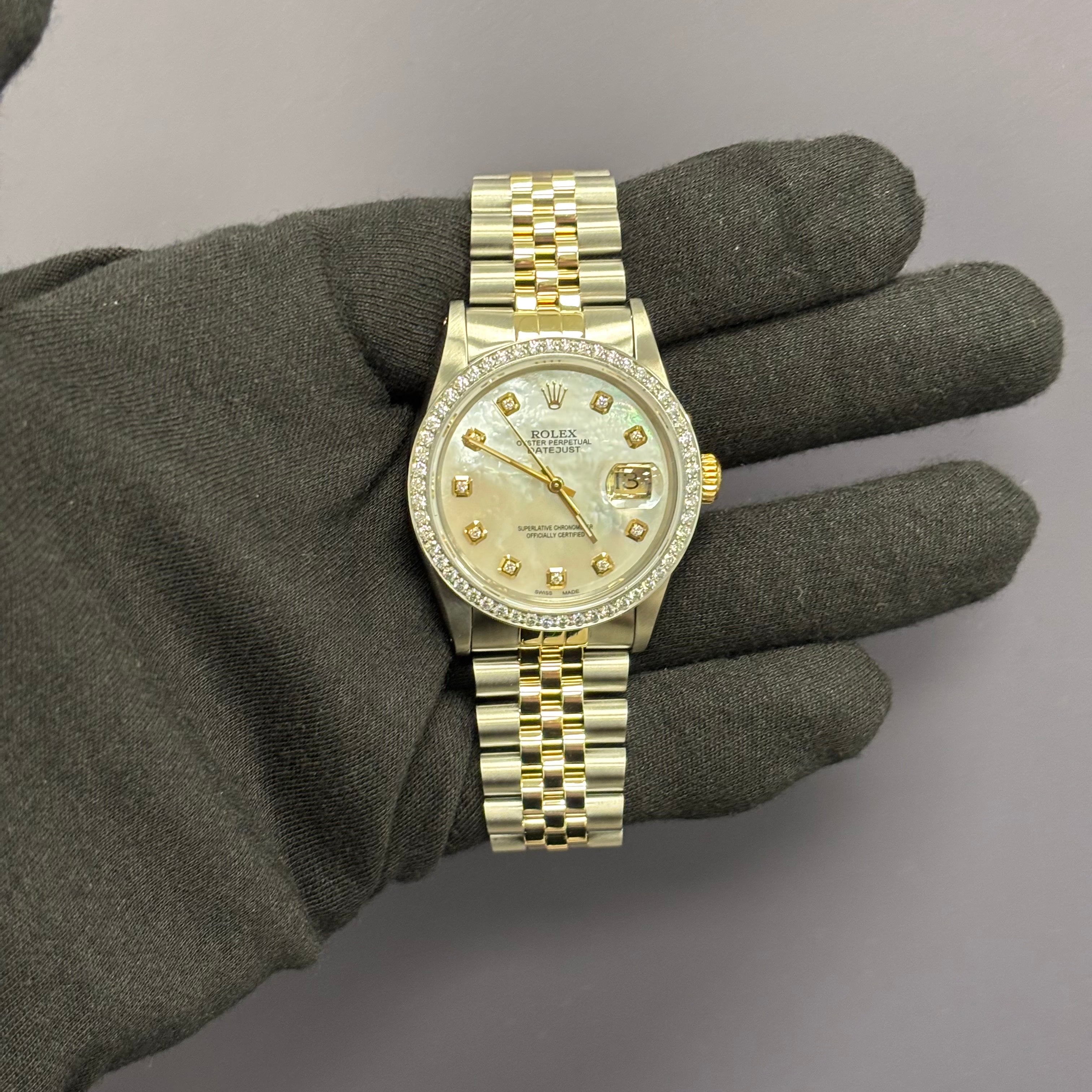 Rolex Datejust 36mm MOP Dial Watch Ref# 16013 - Happy Jewelers Fine Jewelry Lifetime Warranty