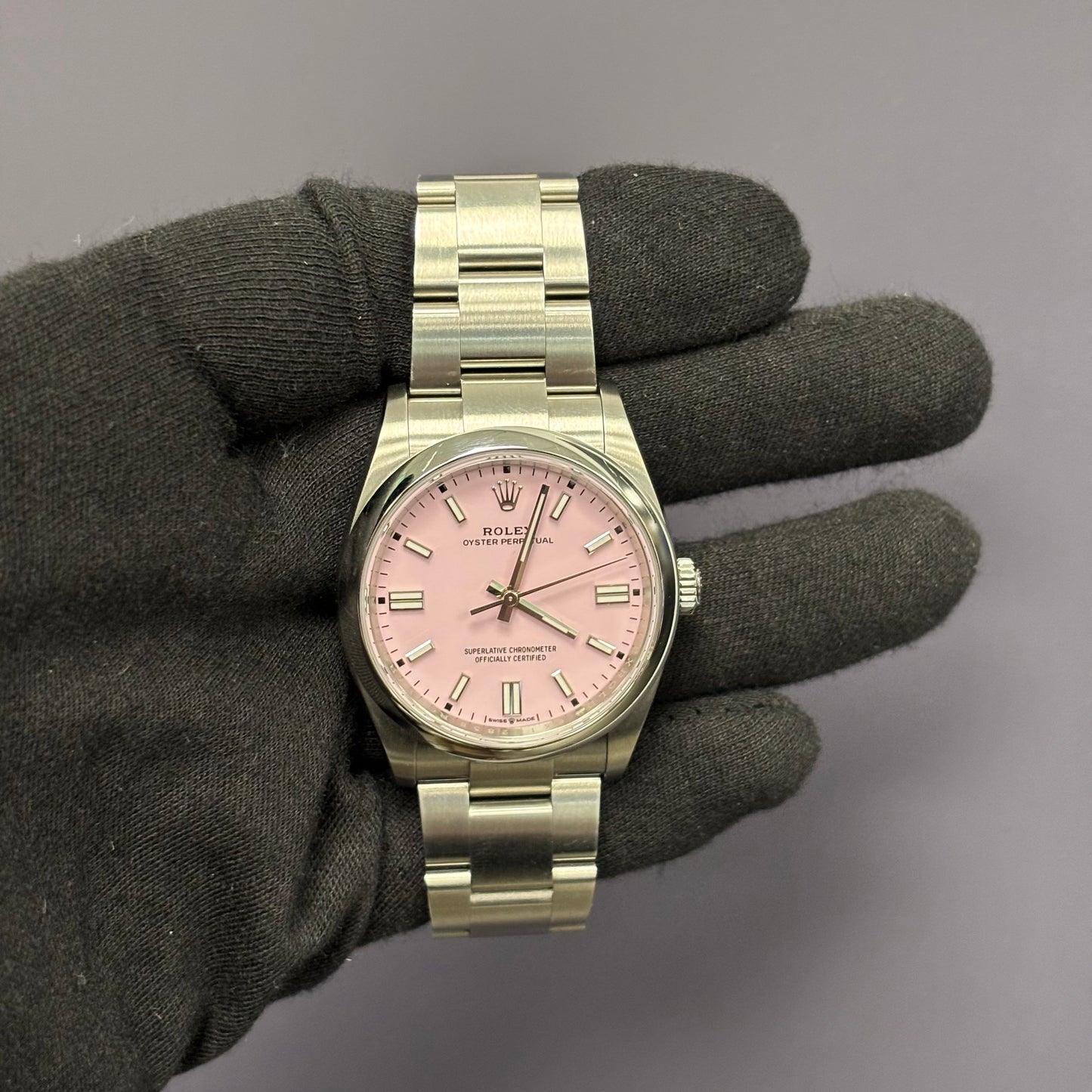 Rolex Oyster Perpetual 36mm Pink Dial Watch Ref# 126000