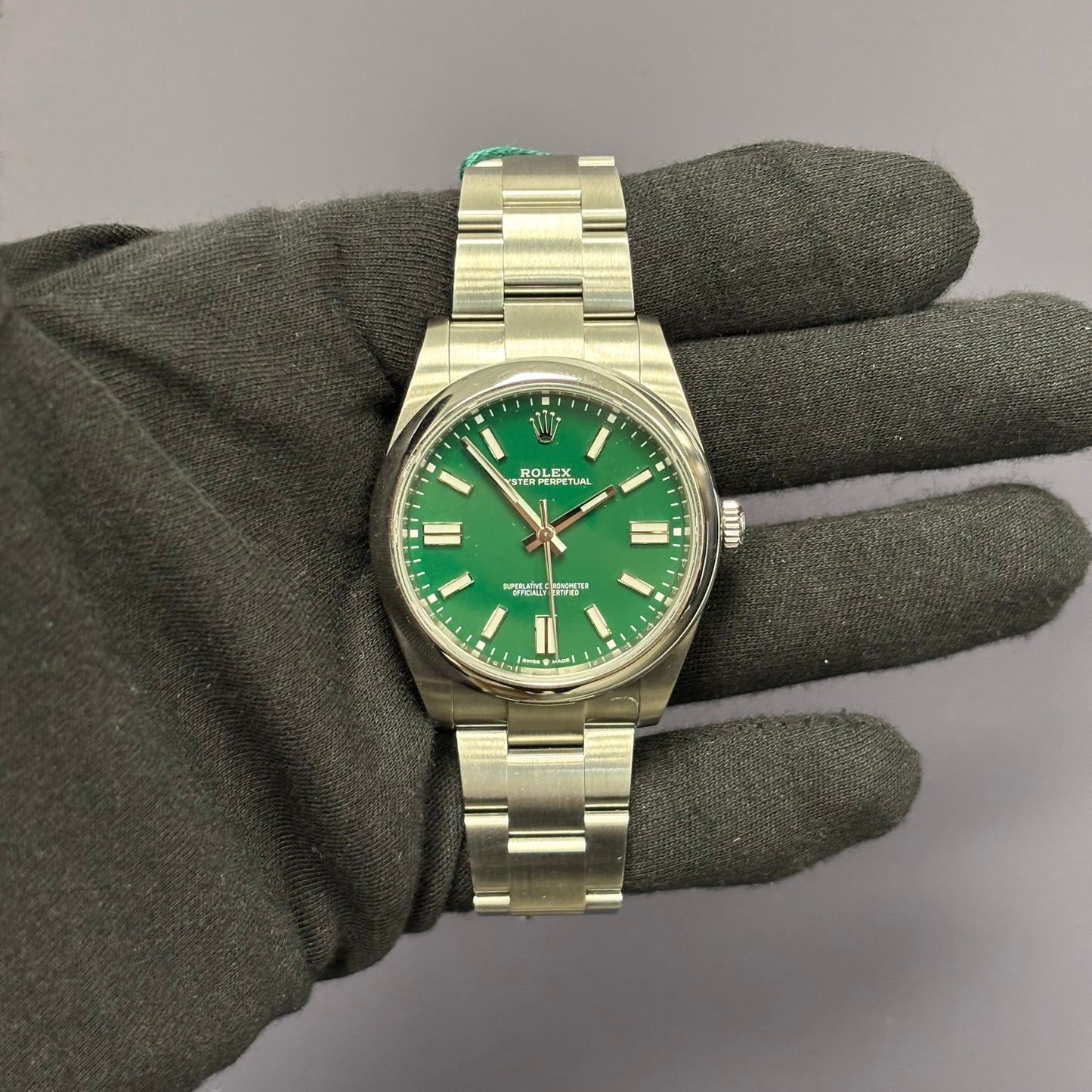 Rolex Oyster Perpetual 41mm Green Dial Watch Ref# 124300