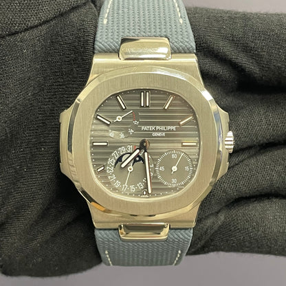 Patek Philippe Nautilus 40mm White Gold Gray Dial Watch Ref# 5712G-001 - Happy Jewelers Fine Jewelry Lifetime Warranty