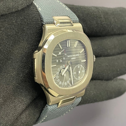 Patek Philippe Nautilus 40mm White Gold Gray Dial Watch Ref# 5712G-001 - Happy Jewelers Fine Jewelry Lifetime Warranty