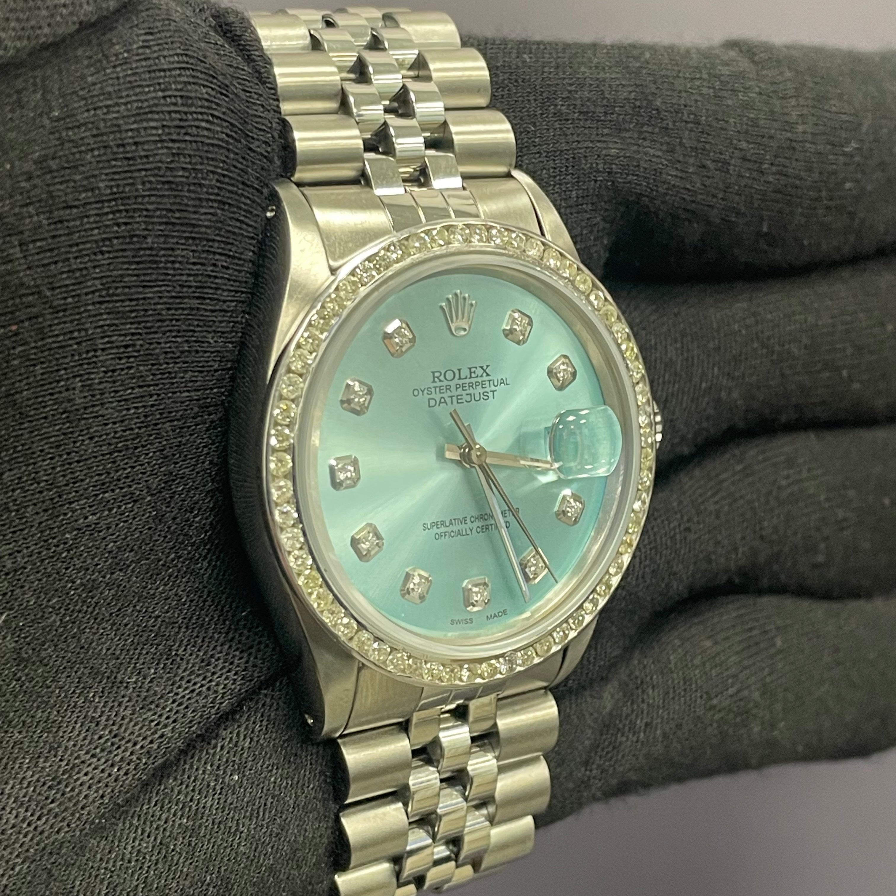 Rolex Datejust 36mm Tiffany Blue Dial Watch Ref# 16234 - Happy Jewelers Fine Jewelry Lifetime Warranty