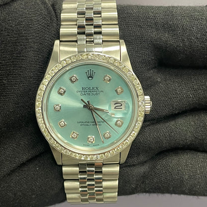 Rolex Datejust 36mm Tiffany Blue Dial Watch Ref# 16234 - Happy Jewelers Fine Jewelry Lifetime Warranty