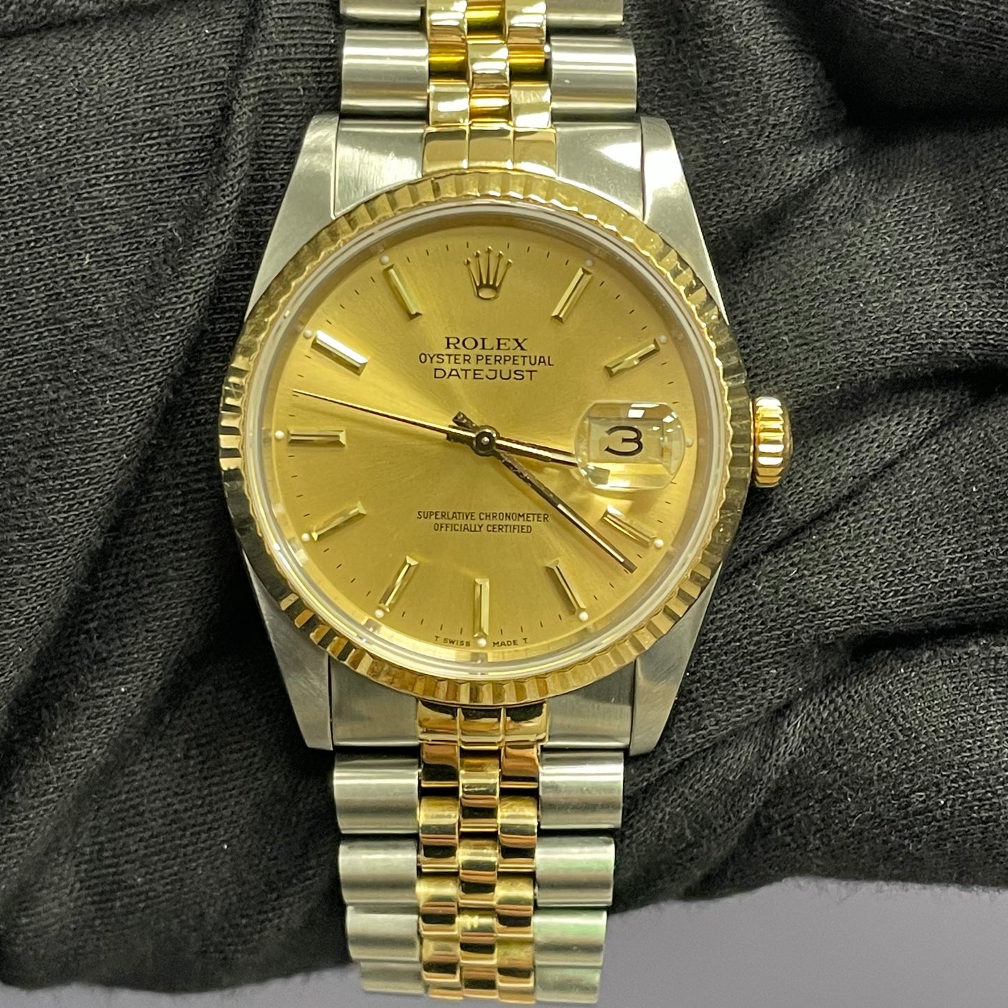 Rolex Datejust 36mm Champagne Dial Watch Ref# 16233