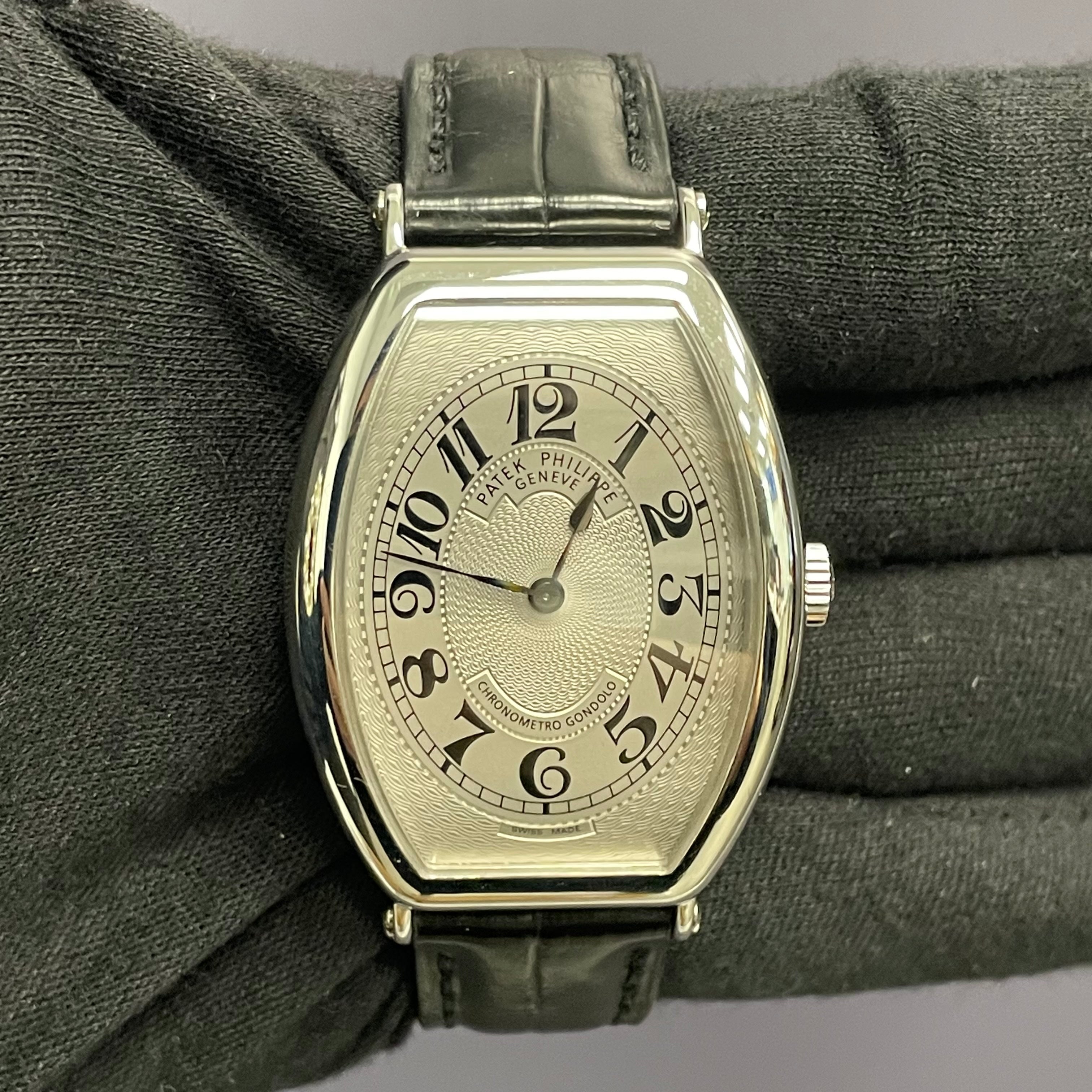 Patek Philippe Gondolo 5098 32mm Silver Dial Watch Ref# 5098P-001 - Happy Jewelers Fine Jewelry Lifetime Warranty