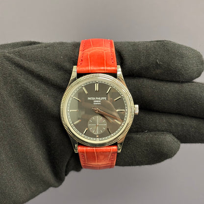 Patek Philippe Calatrava 39mm Tiffany & Co Stamped Grey Watch Dial Ref# 6119G-001 - Happy Jewelers Fine Jewelry Lifetime Warranty