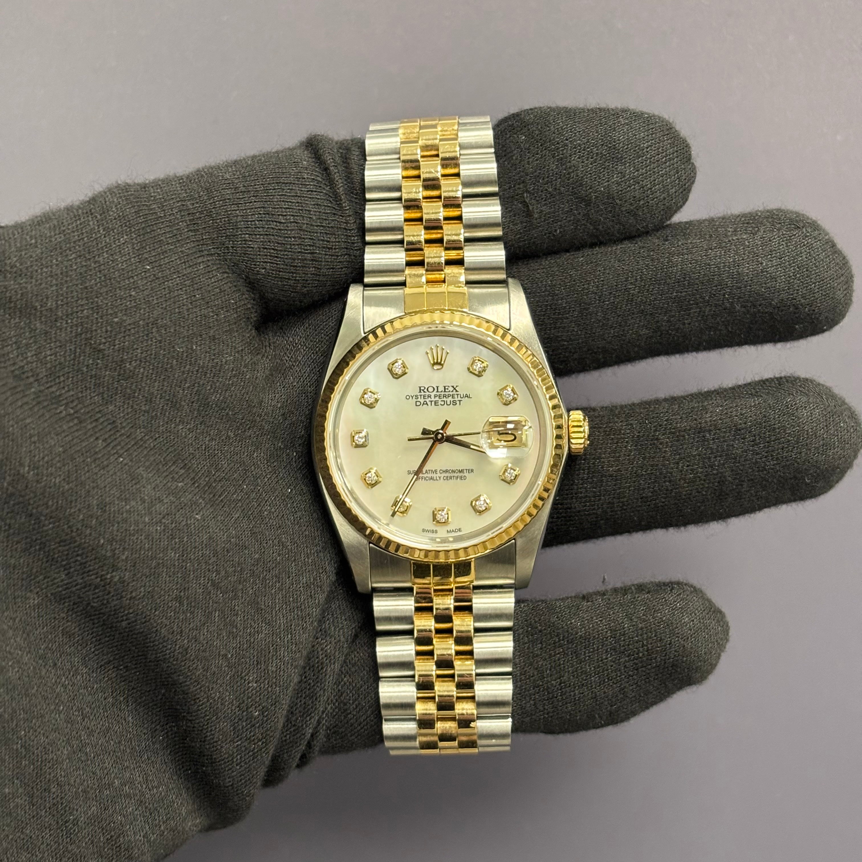 Rolex Datejust 36mm MOP Dial Watch Ref# 16253 - Happy Jewelers Fine Jewelry Lifetime Warranty