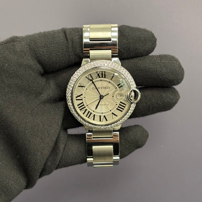 Cartier Ballon Bleu 42mm Silver Dial Watch Ref# 3765 - Happy Jewelers Fine Jewelry Lifetime Warranty