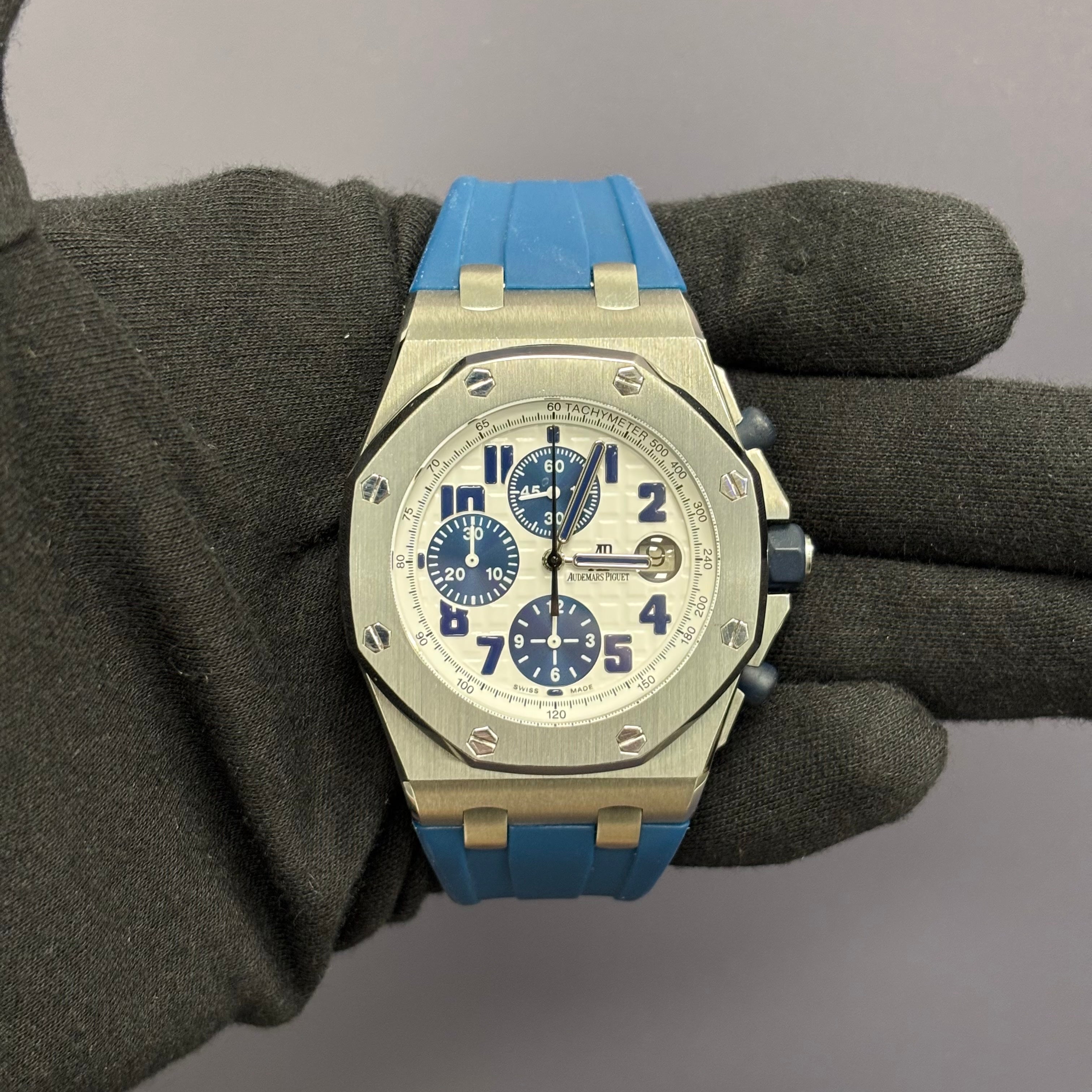 Audemars Piguet Royal Oak Offshore 42mm White Dial Ref# 26020ST.OO.D020IN.01 - Happy Jewelers Fine Jewelry Lifetime Warranty