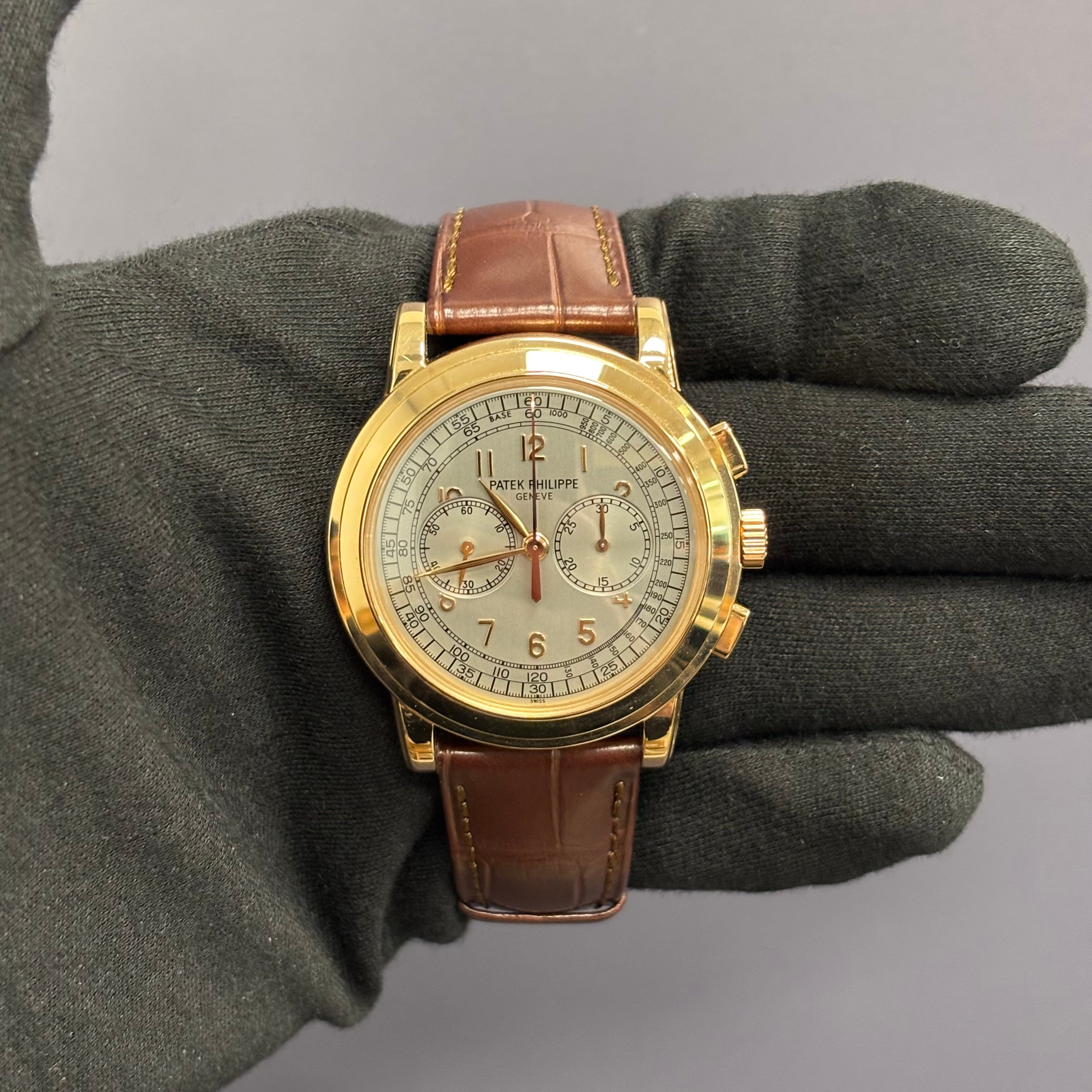 Patek Philippe Chronograph 42mm Silver Dial Watch Ref# 5070R-01 - Happy Jewelers Fine Jewelry Lifetime Warranty