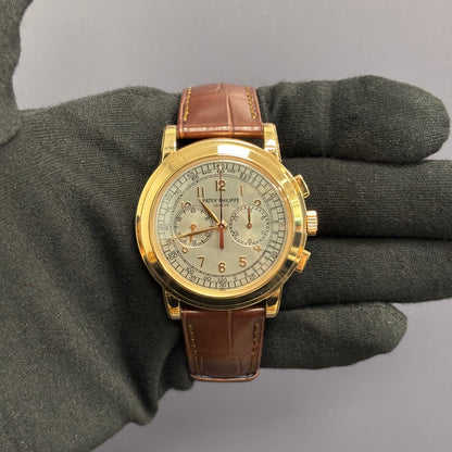 Patek Philippe Chronograph 42mm Silver Dial Watch Ref# 5070R-01 - Happy Jewelers Fine Jewelry Lifetime Warranty