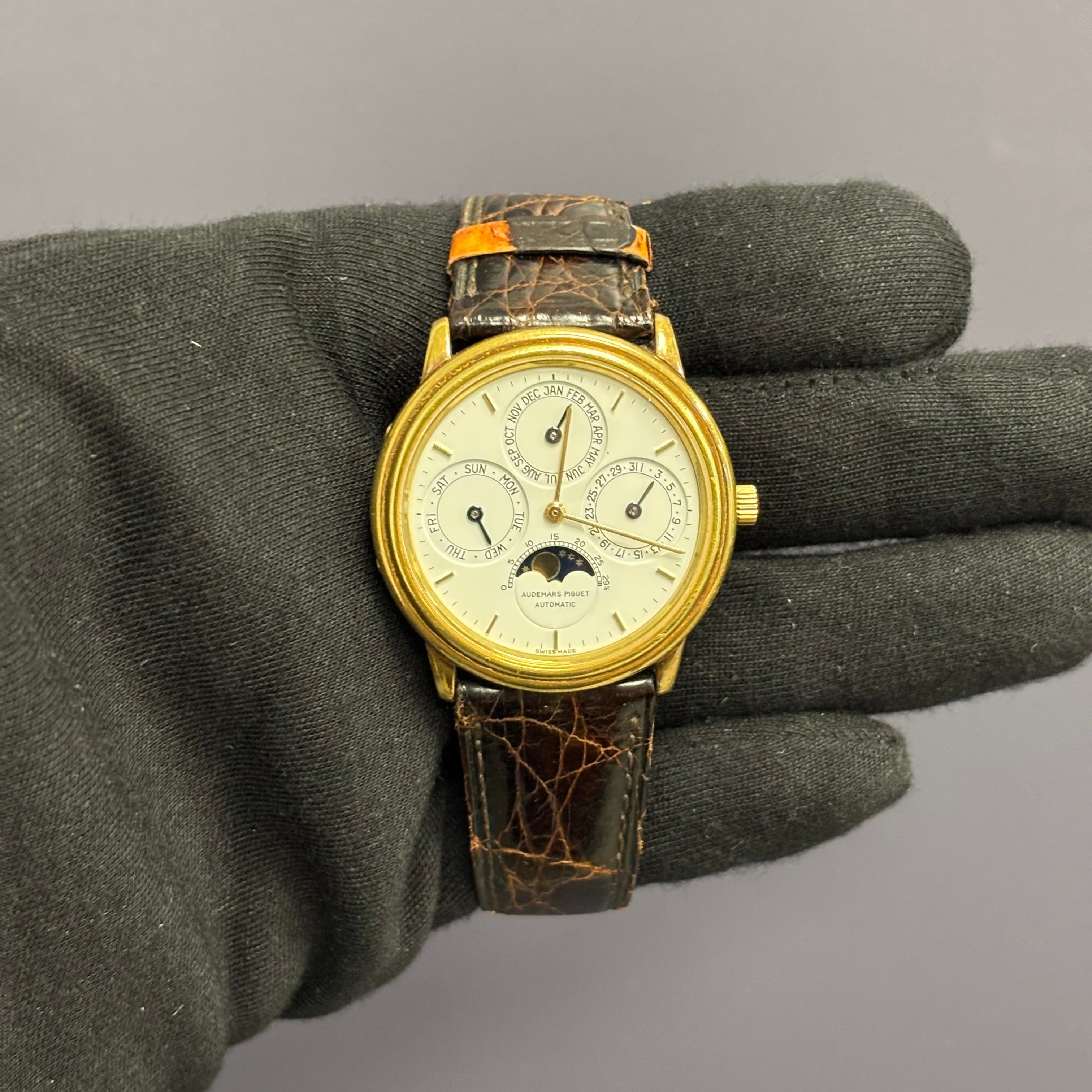 Audemars Piguet Perpetual Calendar 36mm White Dial Watch Ref# 5548BA - Happy Jewelers Fine Jewelry Lifetime Warranty