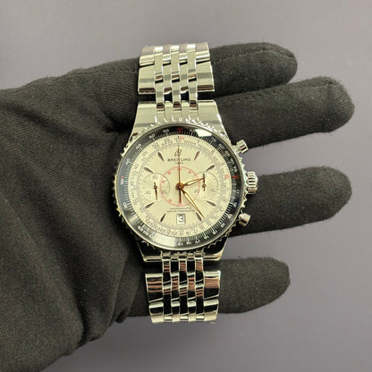 Breitling Montbrilliant 47mm White Dial Watch Ref# A23340 - Happy Jewelers Fine Jewelry Lifetime Warranty