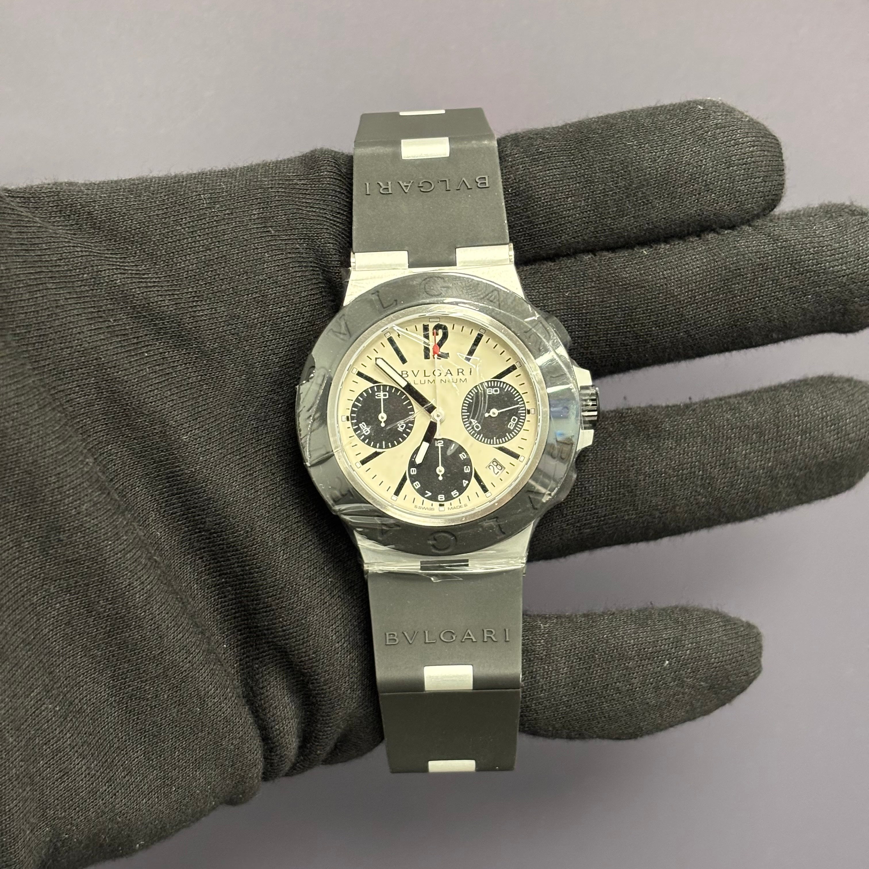 Bvlgari Aluminum 41mm Cream Dial Watch Ref# 103722 - Happy Jewelers Fine Jewelry Lifetime Warranty