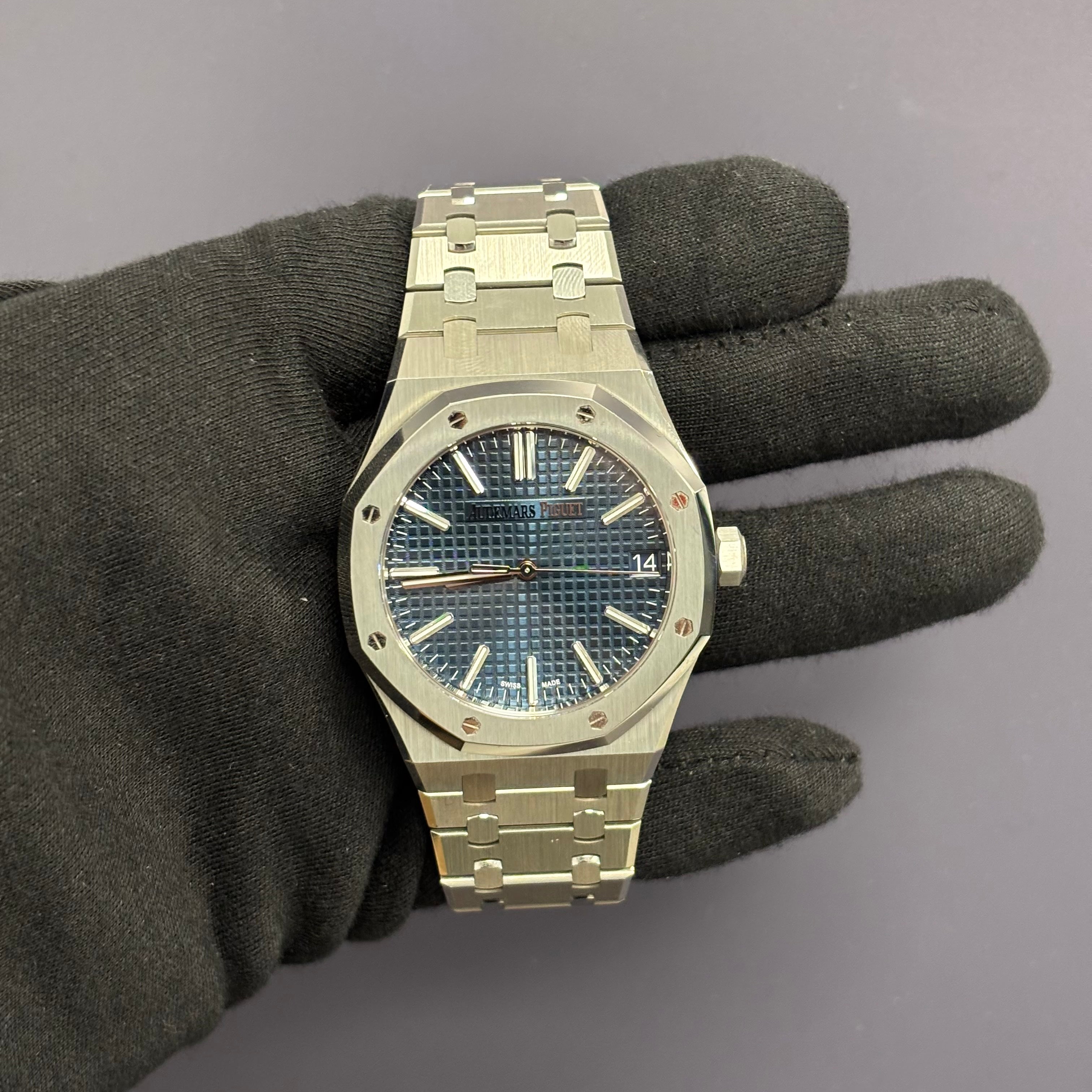 Audemars Piguet Royal Oak 41mm Blue Dial Watch Ref# 15510ST.OO.1320ST.01 - Happy Jewelers Fine Jewelry Lifetime Warranty