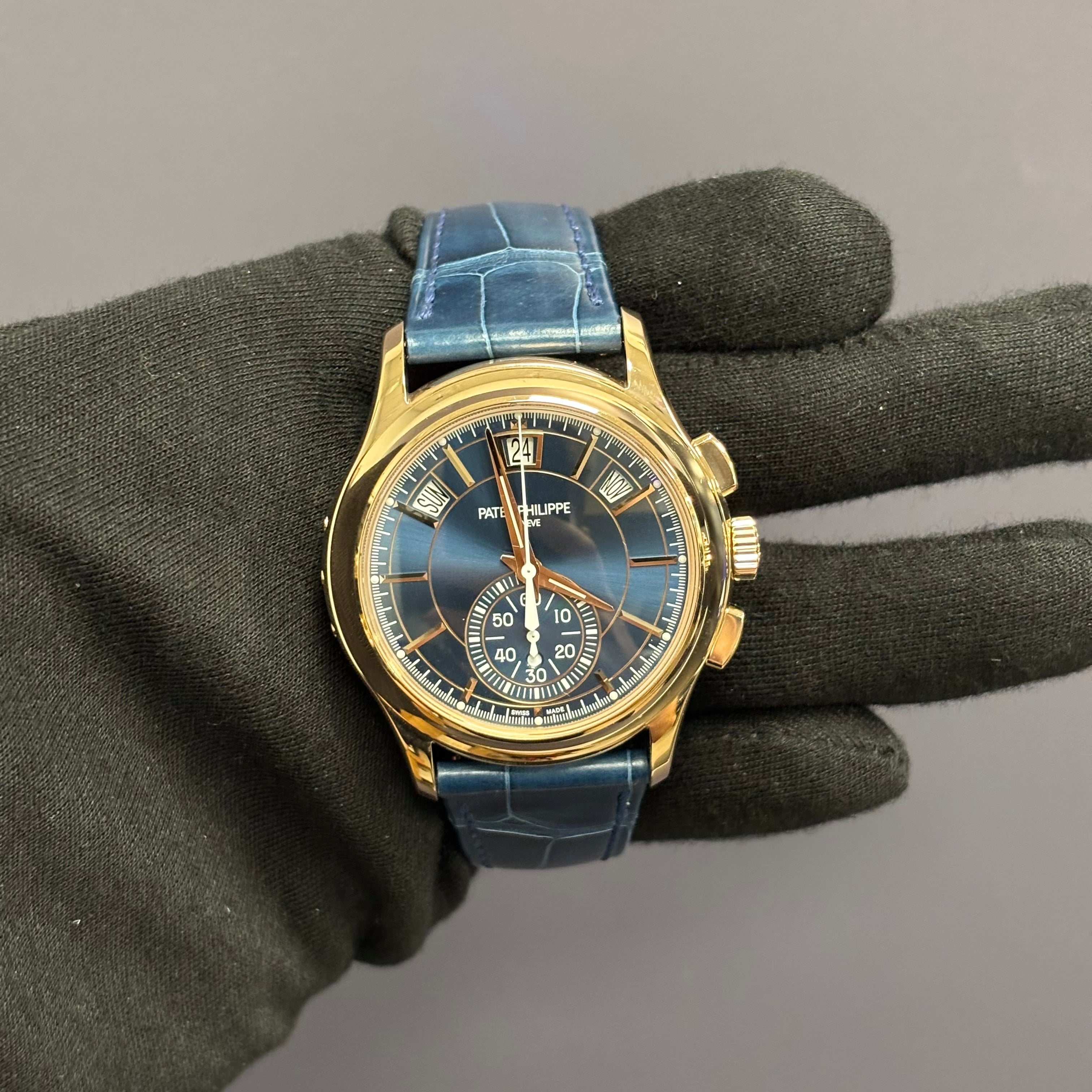 Patek Philippe Complications 42mm Blue Dial Watch Ref# 5905R-010 - Happy Jewelers Fine Jewelry Lifetime Warranty