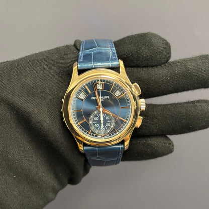 Patek Philippe Complications 42mm Blue Dial Watch Ref# 5905R-010 - Happy Jewelers Fine Jewelry Lifetime Warranty
