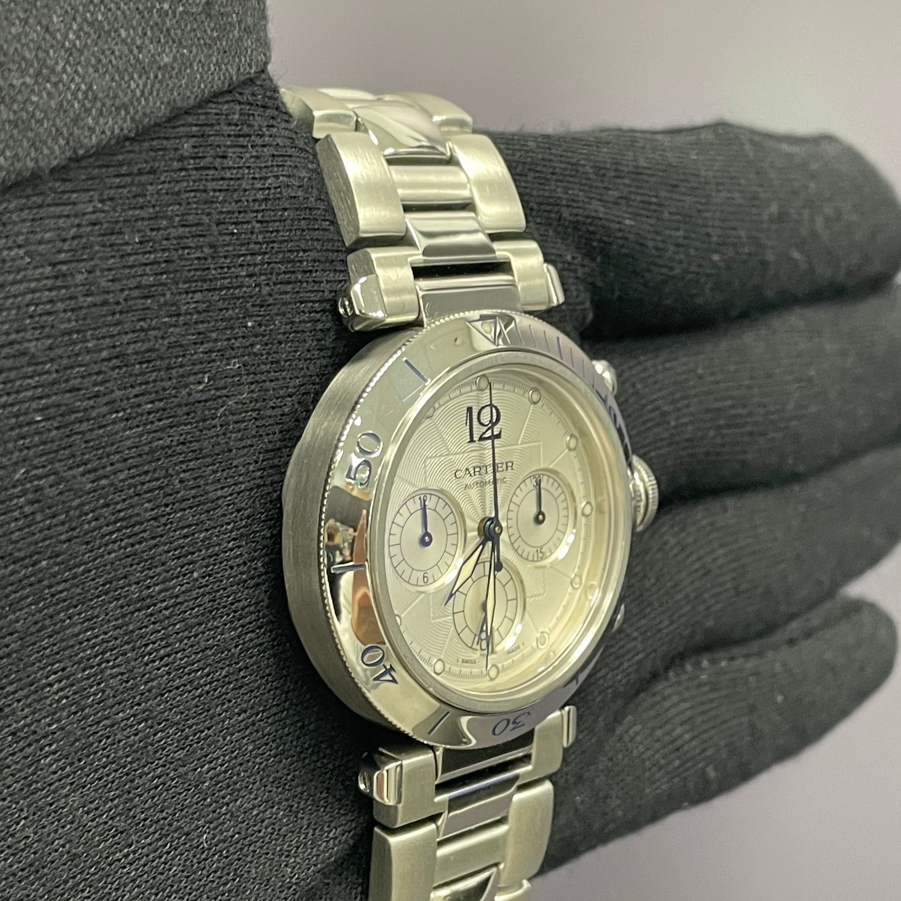 Cartier Pasha 38mm Silver Dial Watch Ref# W31030H3 - Happy Jewelers Fine Jewelry Lifetime Warranty