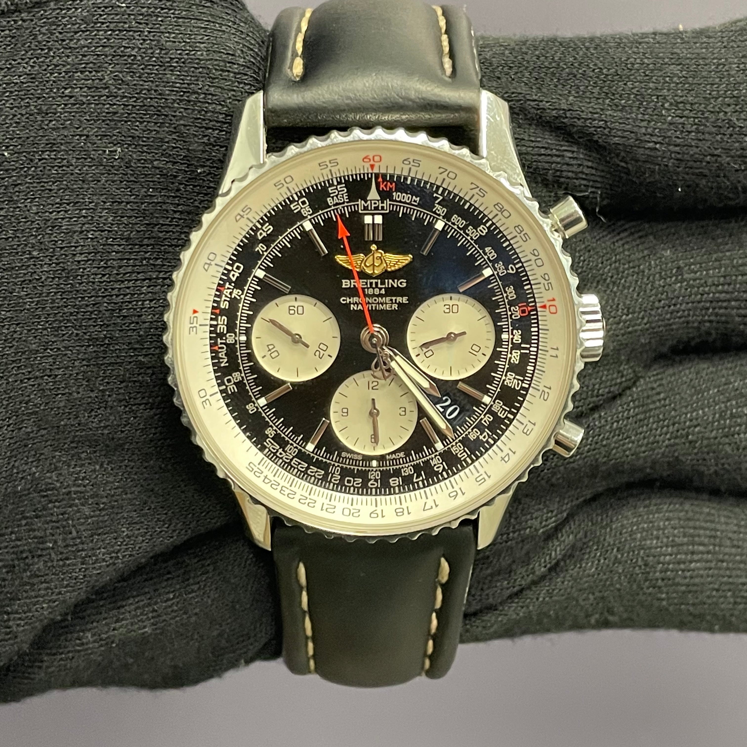 Breitling Navitimer 43mm Black Dial Watch Ref# AB0120 - Happy Jewelers Fine Jewelry Lifetime Warranty