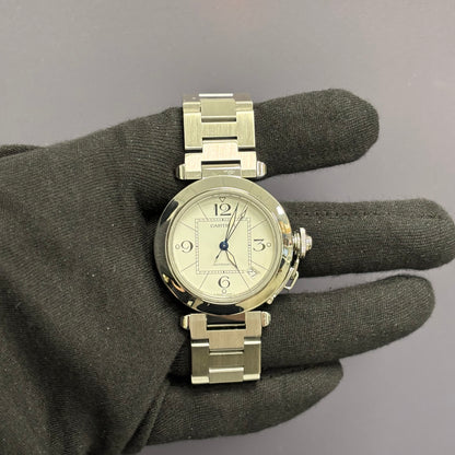 Cartier Pasha 35mm White Dial Watch Ref# W31074M7 - Happy Jewelers Fine Jewelry Lifetime Warranty
