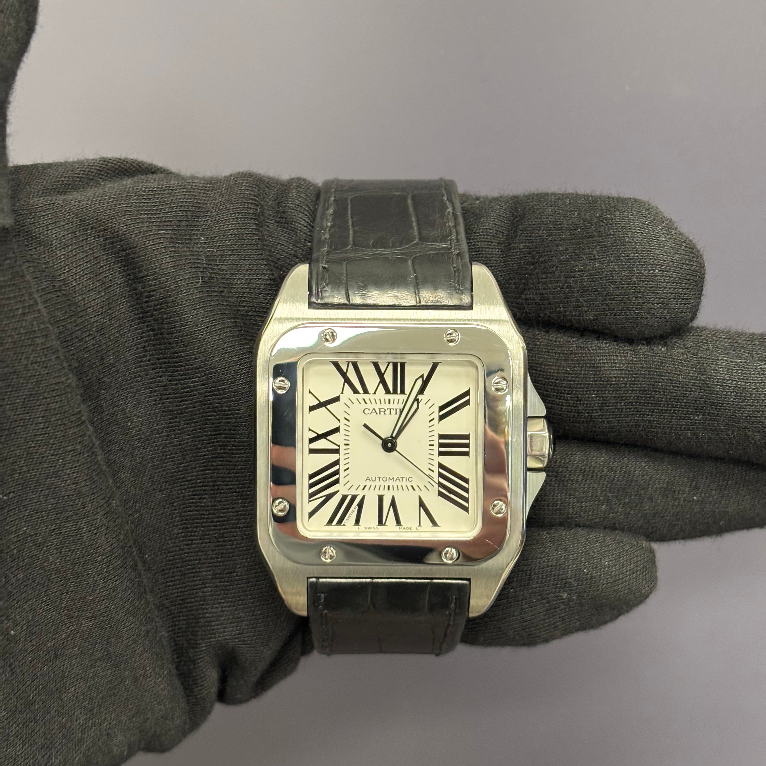 Cartier Santos 100 41.3mm Silver Dial Ref# W20073X8 - Happy Jewelers Fine Jewelry Lifetime Warranty