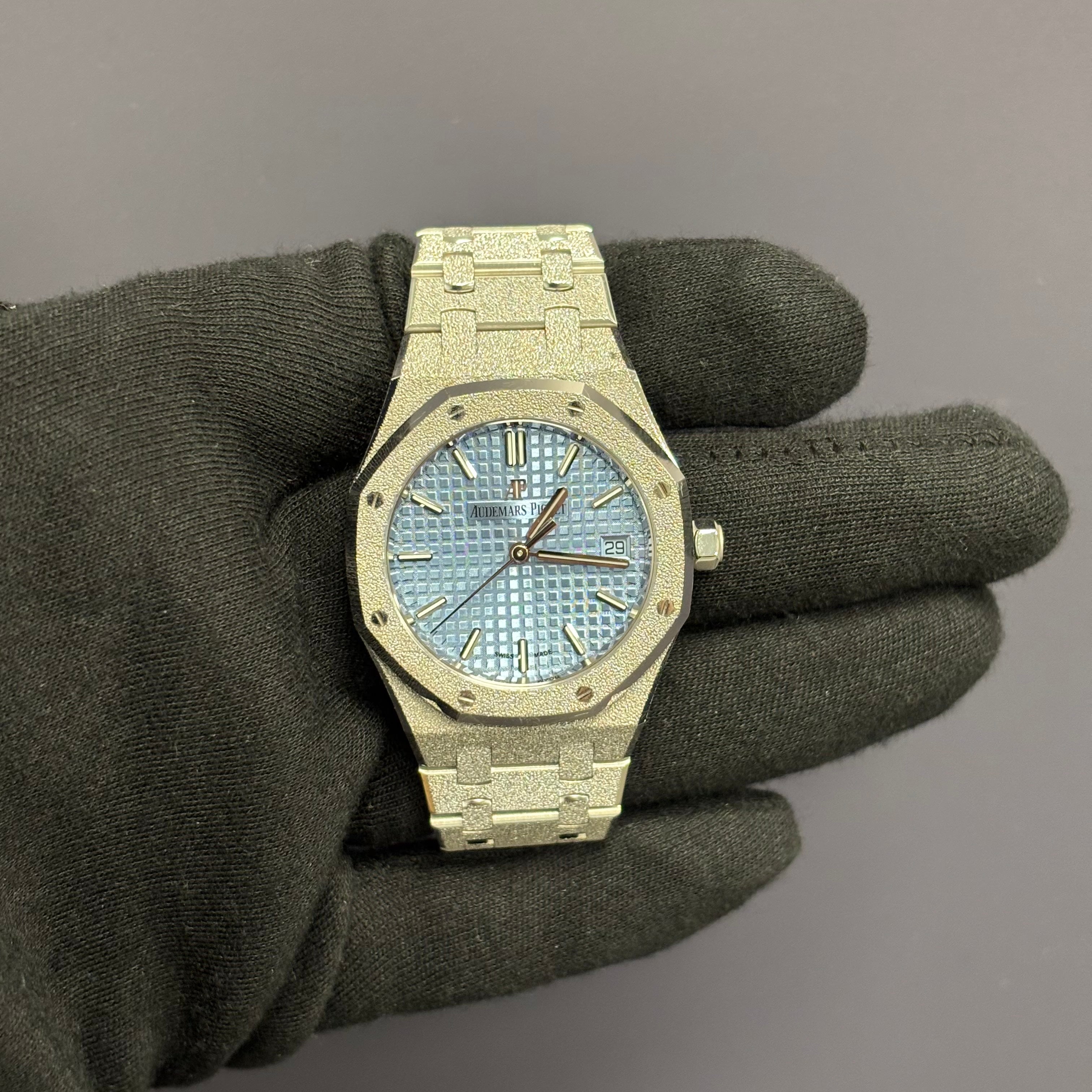 Audemars Piguet Royal Oak 34mm Blue Dial Watch Ref# 77353BC.GG.1263BC.01 - Happy Jewelers Fine Jewelry Lifetime Warranty