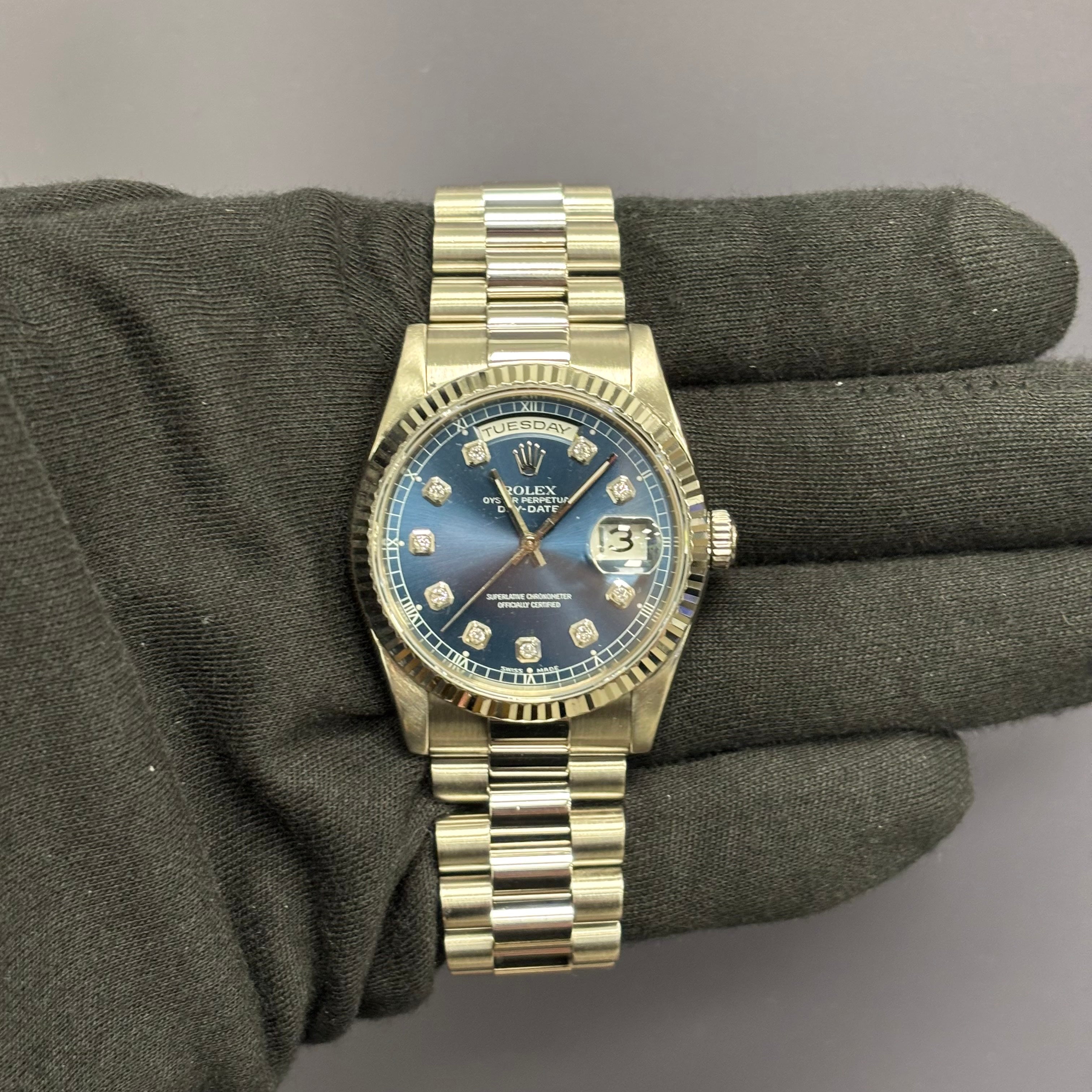 Rolex Day-Date 36mm Blue Dial Watch Ref# 118239 - Happy Jewelers Fine Jewelry Lifetime Warranty