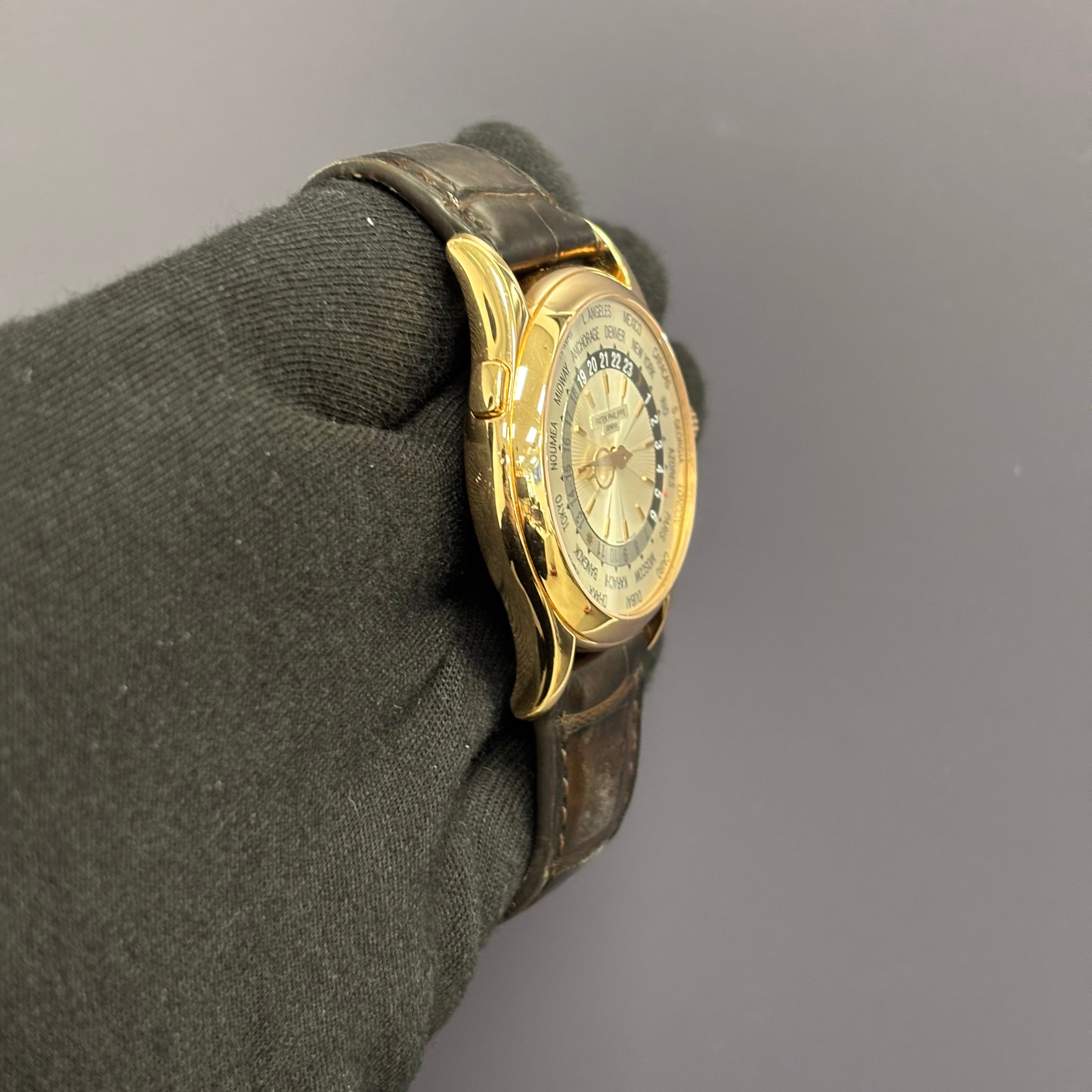 Patek Philippe World Time 39mm Silver Dial Watch Ref# 5130R - Happy Jewelers Fine Jewelry Lifetime Warranty