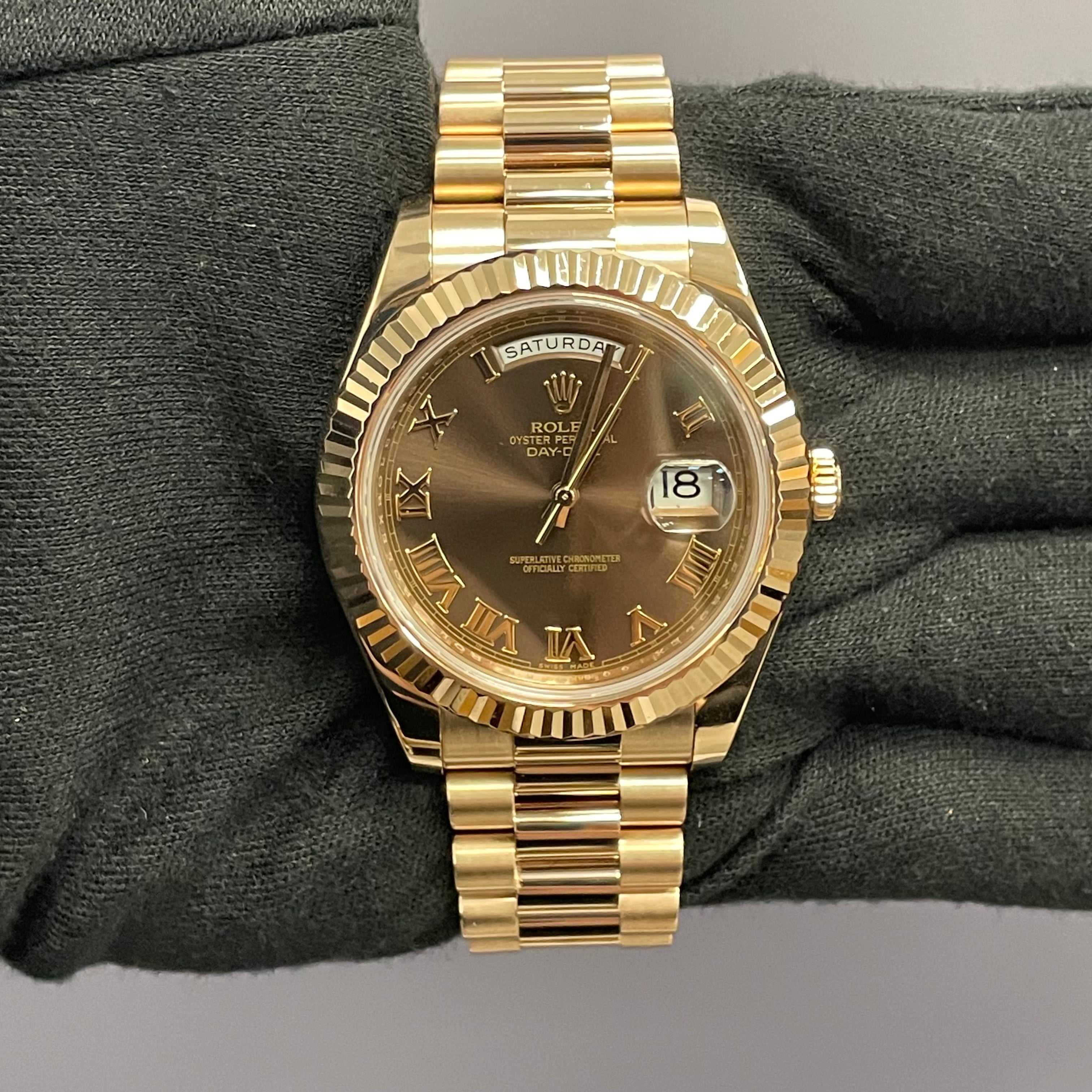 Rolex Day-Date 41mm Chocolate Dial Watch Ref# 218235 - Happy Jewelers Fine Jewelry Lifetime Warranty