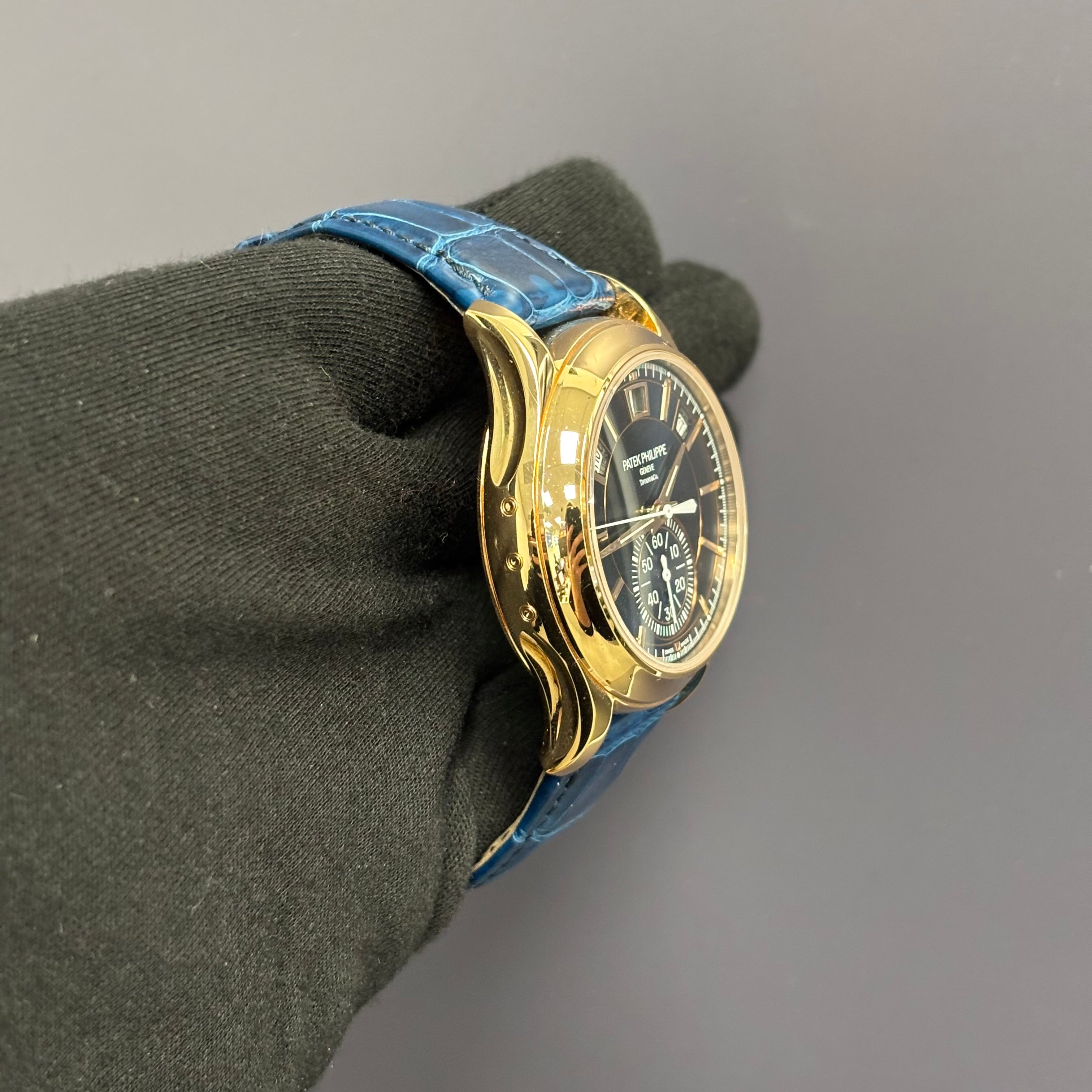 Patek Philippe Annual Calendar Tiffany & Co. 42mm Blue Dial Watch Ref# 5905R-010 - Happy Jewelers Fine Jewelry Lifetime Warranty