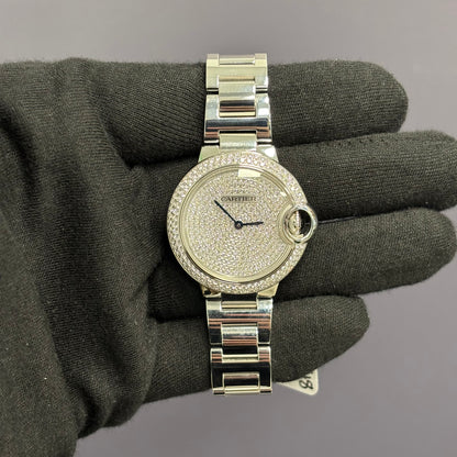 Cartier Ballon Bleu 33mm Pave Dial Watch Ref# WE902048 - Happy Jewelers Fine Jewelry Lifetime Warranty