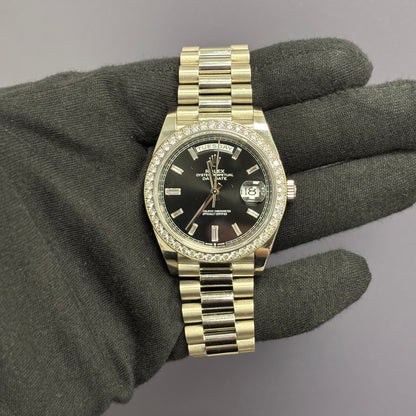 Rolex Day-Date 40mm Black Dial Watch Ref# 228349RBR - Happy Jewelers Fine Jewelry Lifetime Warranty