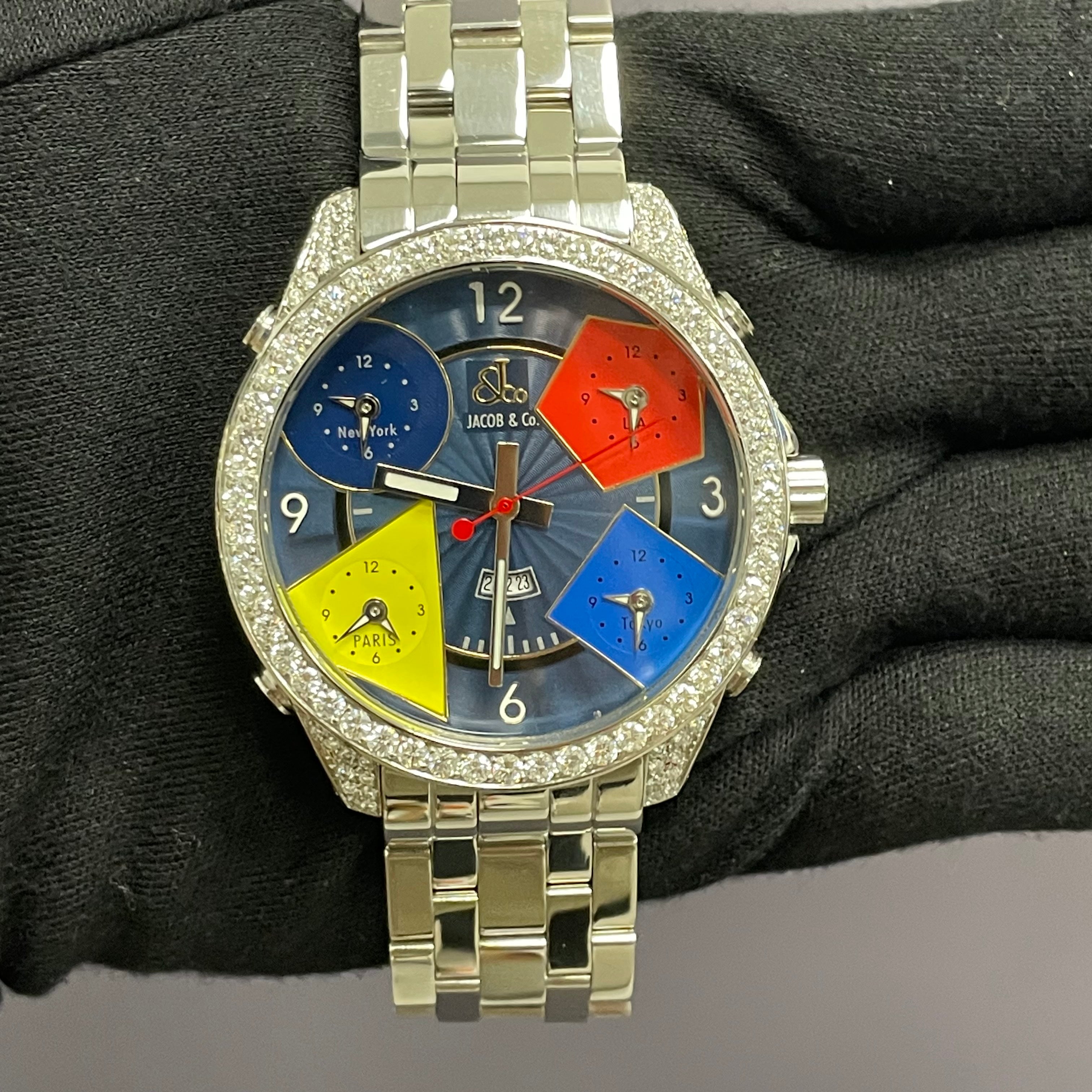 Jacob & Co. Five Time Zone 46.5mm Blue Dial Watch Ref# JCM-55 - Happy Jewelers Fine Jewelry Lifetime Warranty