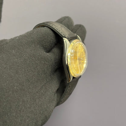 Rolex Oyster Perpetual 34mm Champagne Dial Watch Ref# 1002 - Happy Jewelers Fine Jewelry Lifetime Warranty