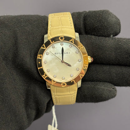 Bvlgari Bulagri 37mm MOP Dial Watch Ref# 101895 - Happy Jewelers Fine Jewelry Lifetime Warranty