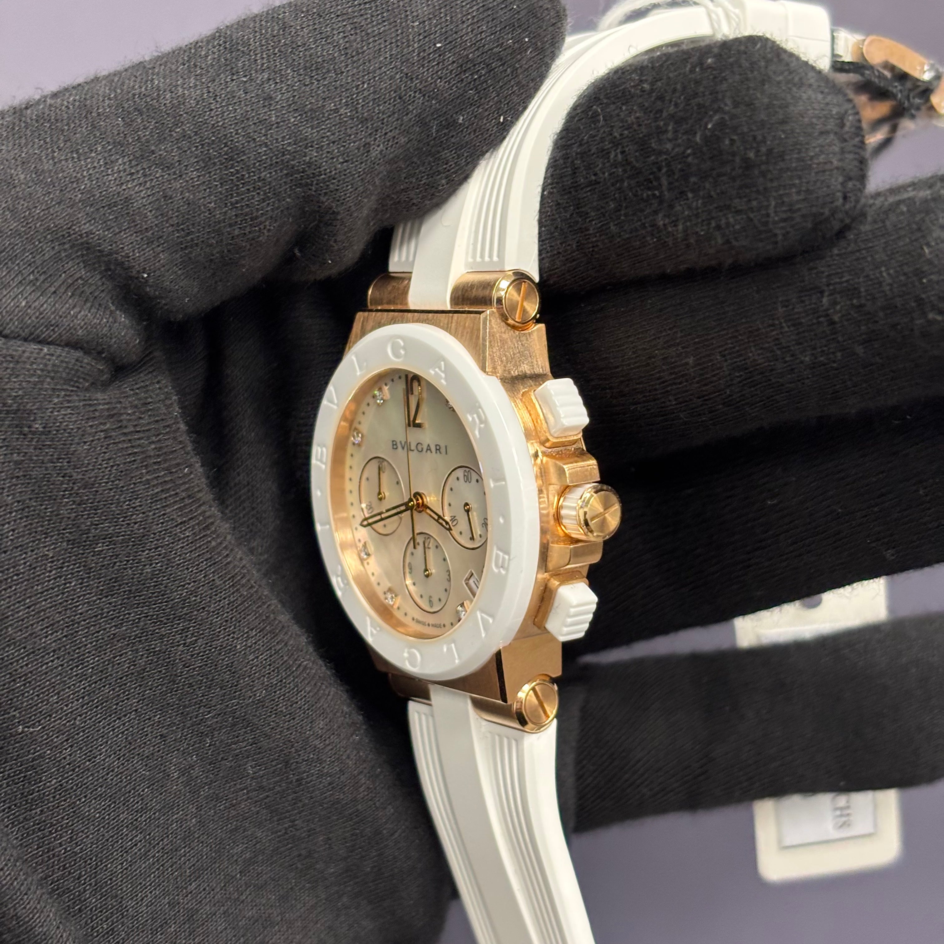 Bvlgari Diagona 37mm MOP Dial Watch Ref# 101994 - Happy Jewelers Fine Jewelry Lifetime Warranty