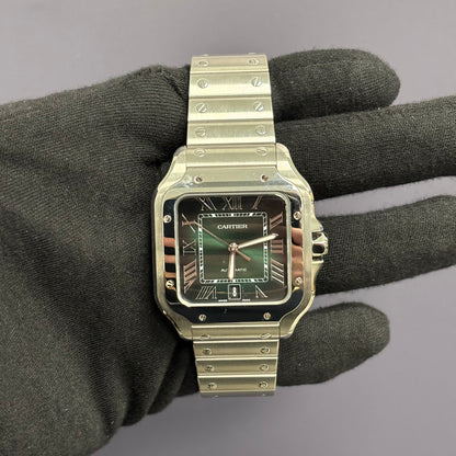 Cartier Santos 39.8mm Green Dial Watch Ref# WSSA0062 - Happy Jewelers Fine Jewelry Lifetime Warranty