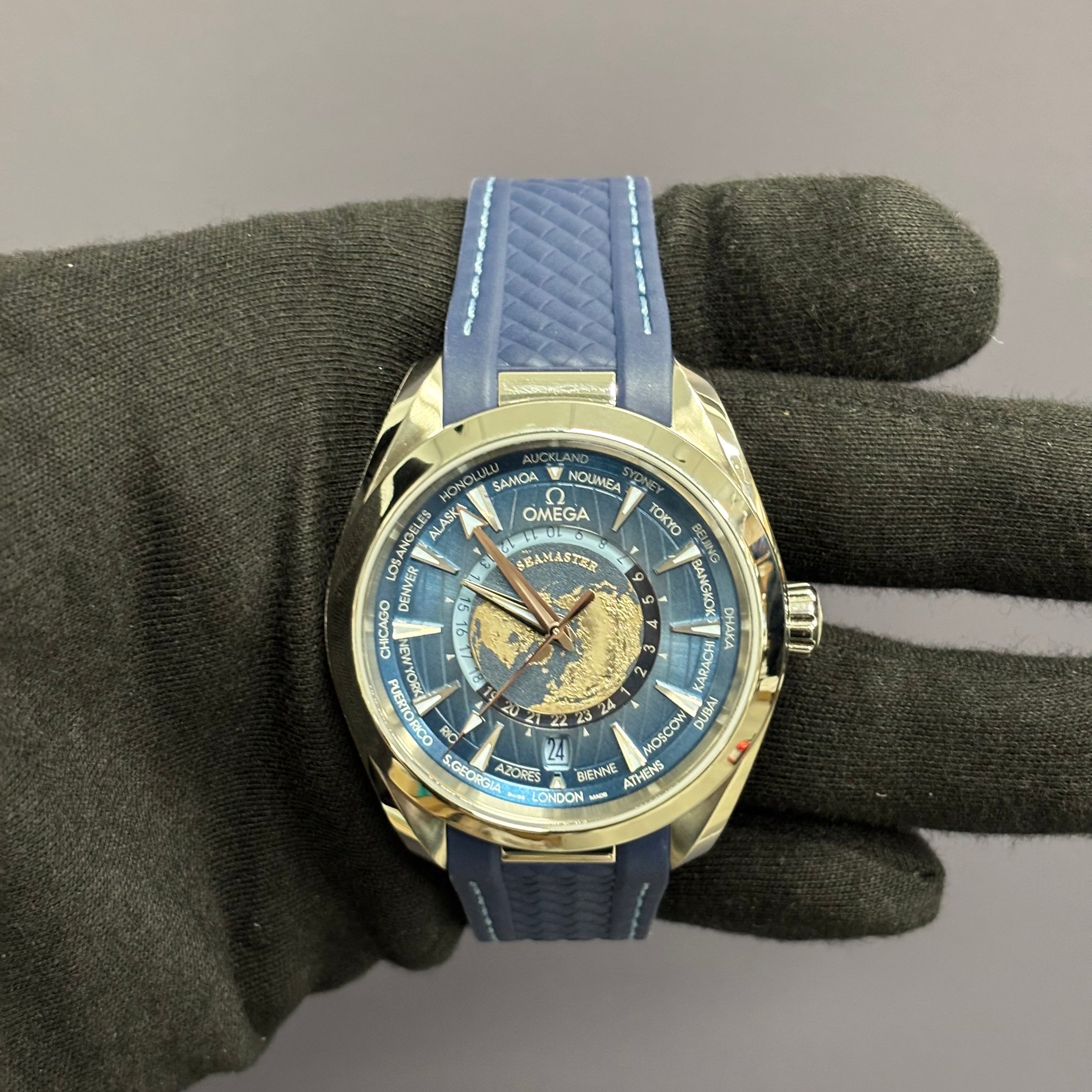 Omega Aqua Terra 43mm Blue Dial Watch Ref# 220.12.43.22.03.002 - Happy Jewelers Fine Jewelry Lifetime Warranty