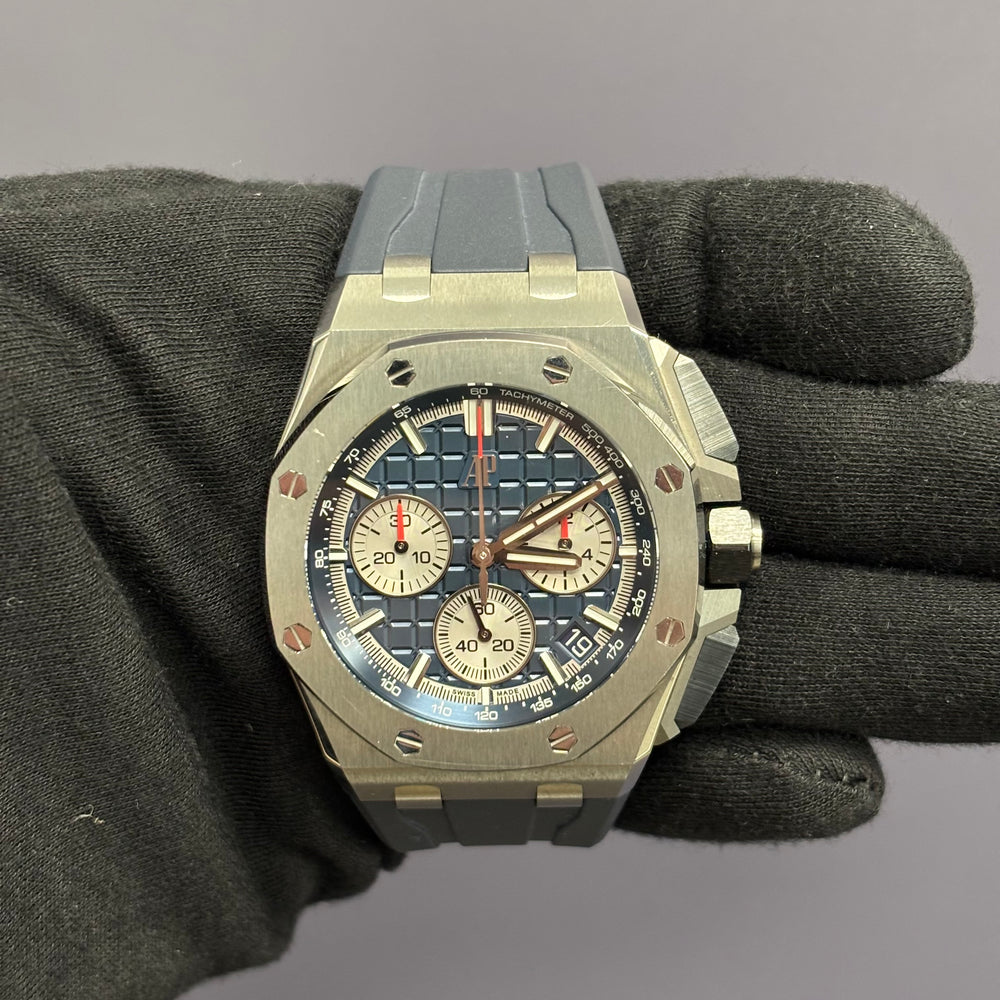 Audemars Piguet Royal Oak 43mm Blue Dial Watch Ref# 26420TI.OO.A027CA.01