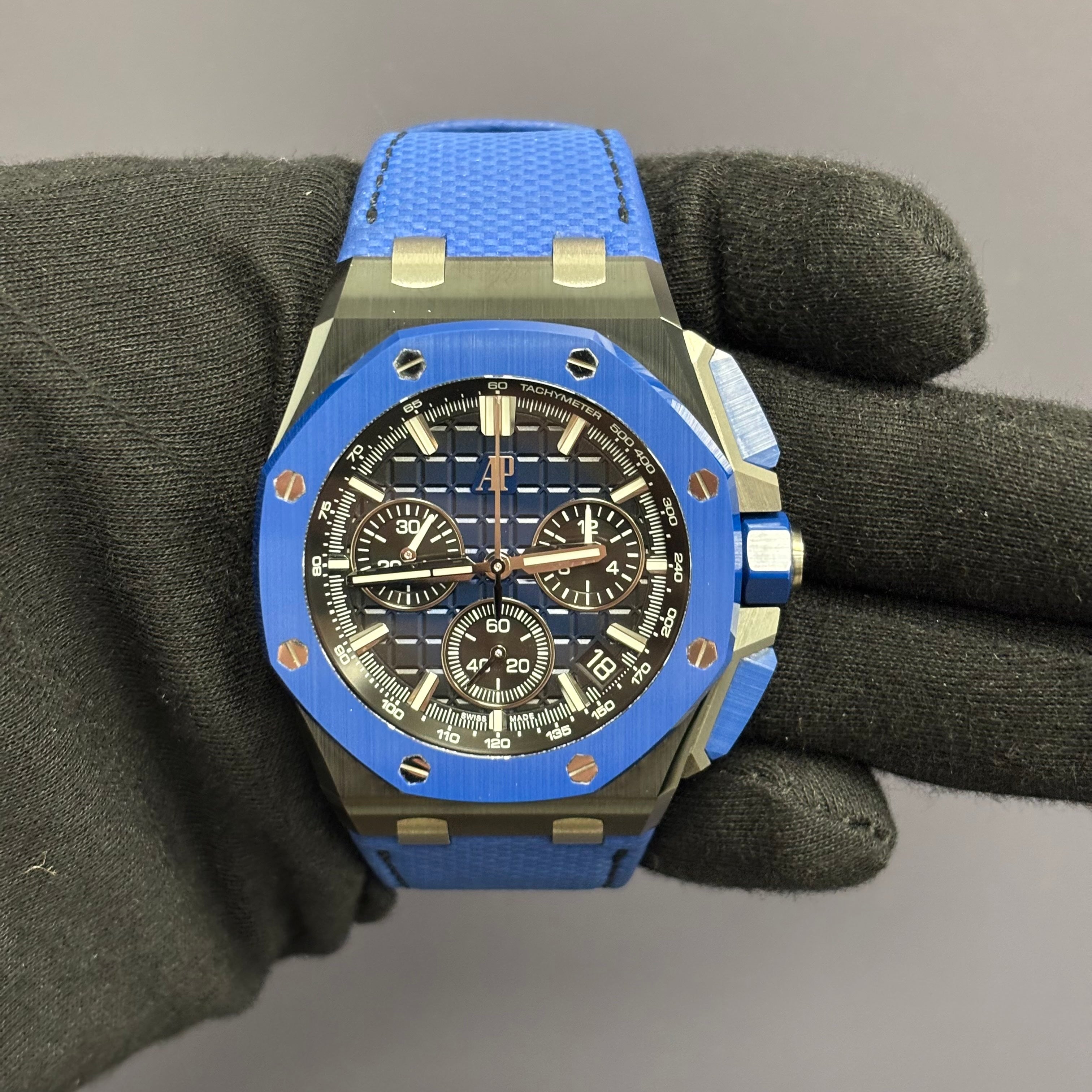 Audemars Piguet Royal Oak Offshore 43mm Blue Dial Watch Ref# 26420CE.OO.A043VE.01 - Happy Jewelers Fine Jewelry Lifetime Warranty