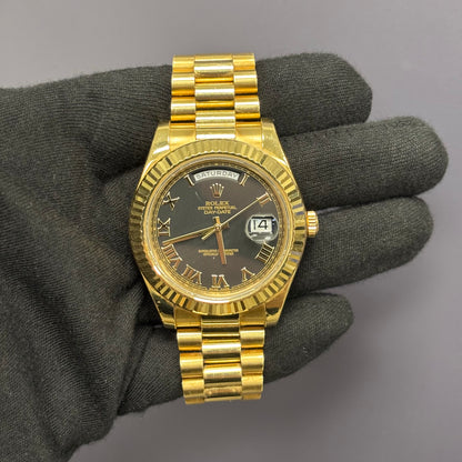 Rolex Day-Date 41mm Black Dial Watch Ref# 218238 - Happy Jewelers Fine Jewelry Lifetime Warranty