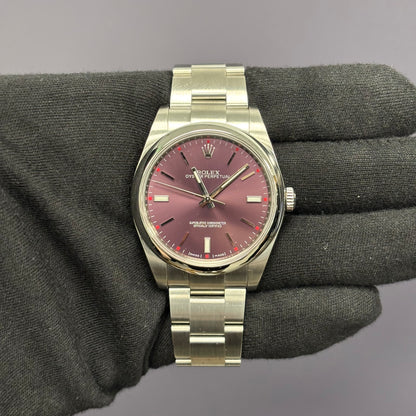 Rolex Oyster Perpetual 39mm Red Grape Dial Watch Ref# 114300 - Happy Jewelers Fine Jewelry Lifetime Warranty