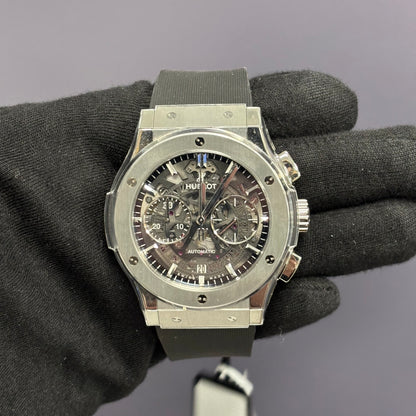 Hublot Classic Fusion 45mm Openwork Dial Watch Ref# 525.NX.0170.LR - Happy Jewelers Fine Jewelry Lifetime Warranty