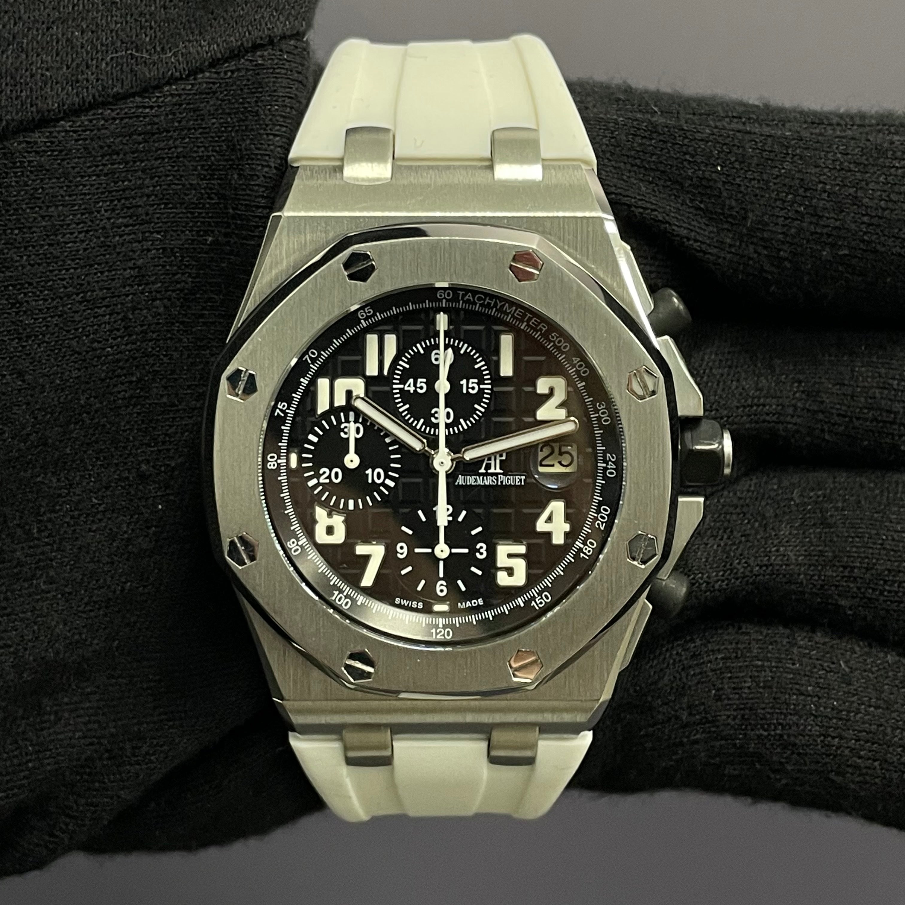 Audemars Piguet Royal Oak Offshore 42mm Black Dial Ref# 26020ST.OO.D001IN.01.A - Happy Jewelers Fine Jewelry Lifetime Warranty